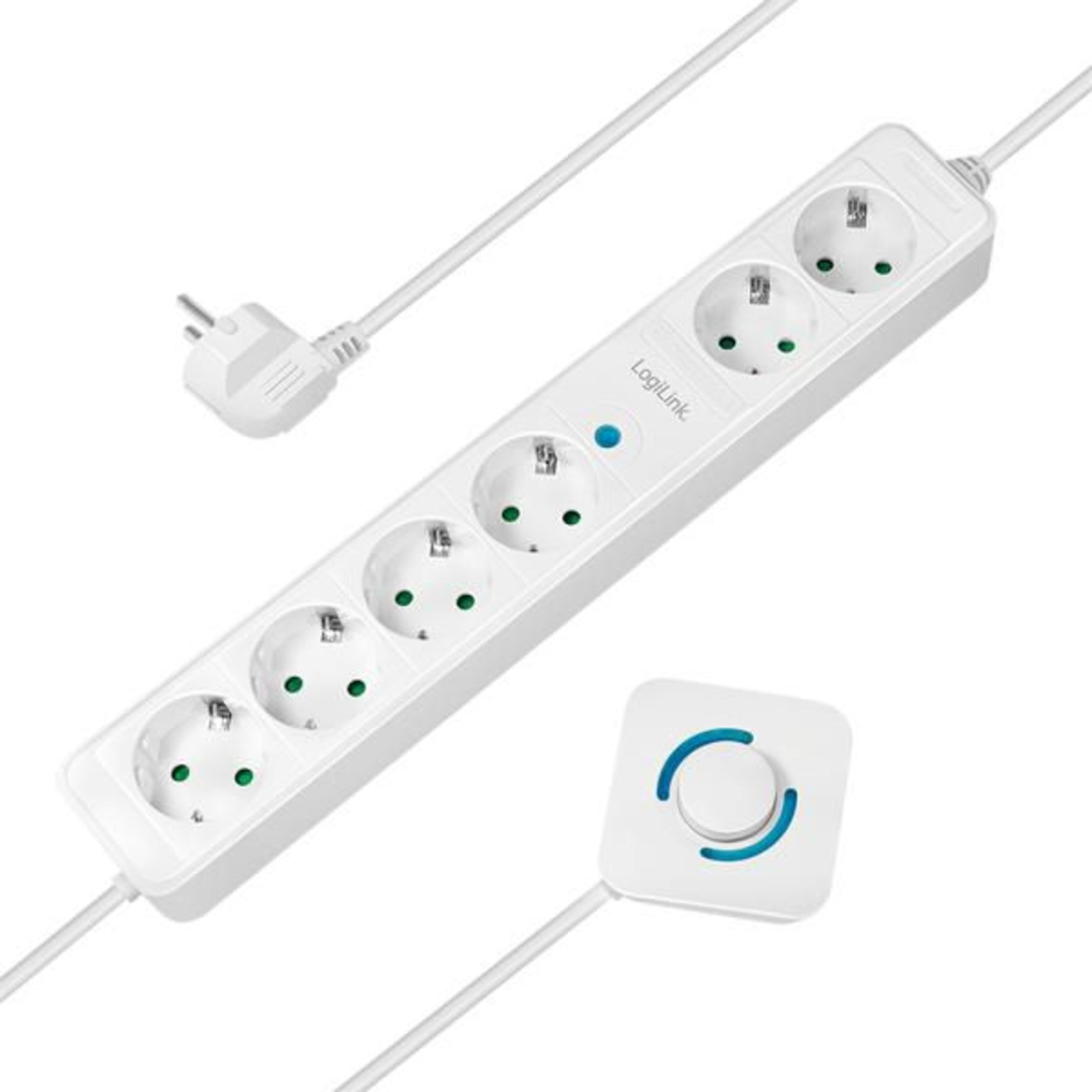 LogiLink Socket Strip 6-way,6xCEE 7/3,w.foot Switch,1.5