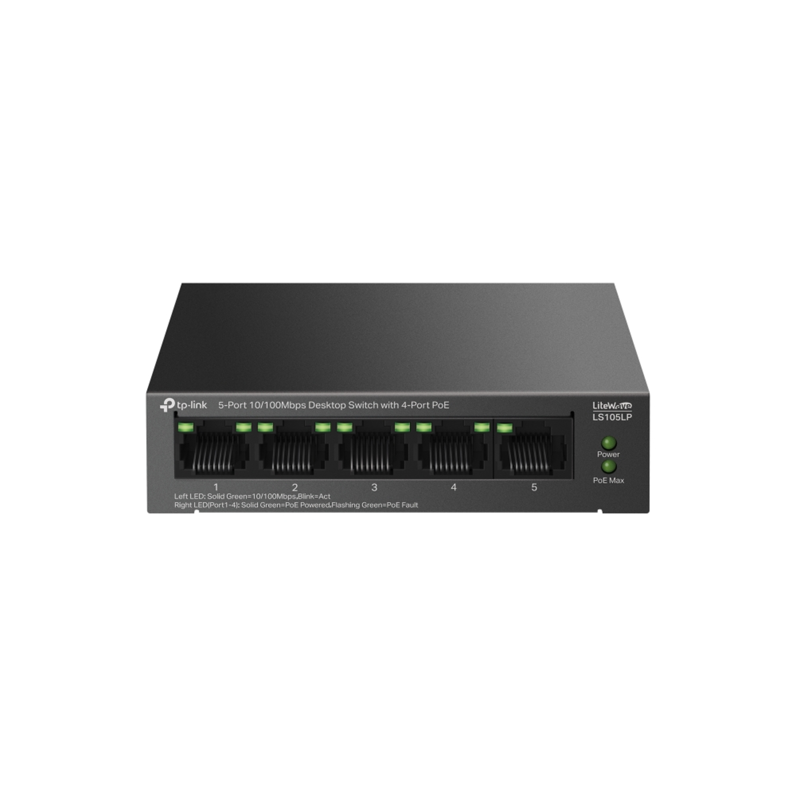 TP-Link LiteWave LS105P Unmanaged Fast Ethernet (10100) Power over Ethernet (PoE) Black (LS105LP)
