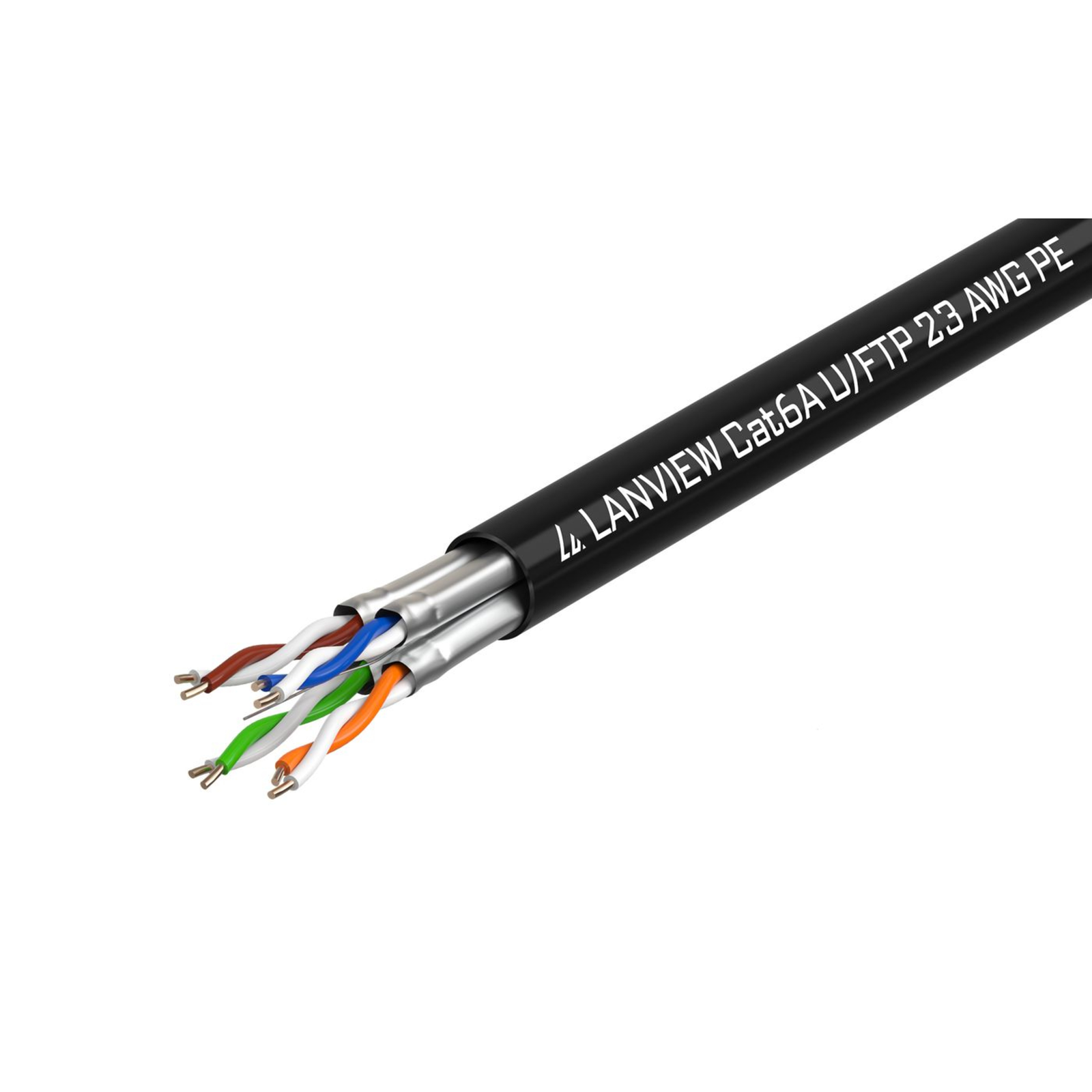 LANVIEW Cat6a U-FTP Network Cable 4x2xAWG23 PE Black 500m