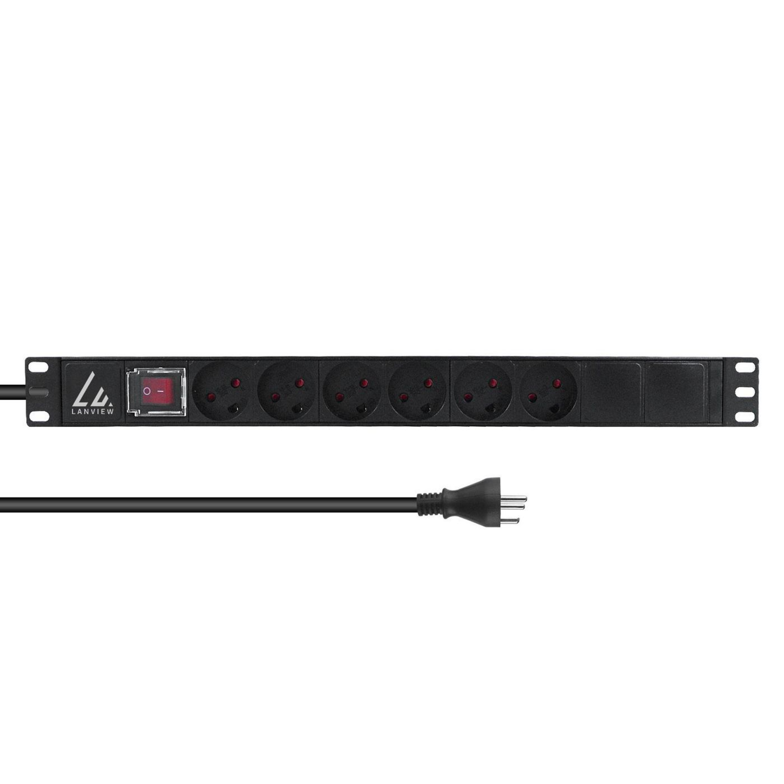 LANVIEW 19 Rack Mount Power Strip ON/OFF Switch 1U 13A with