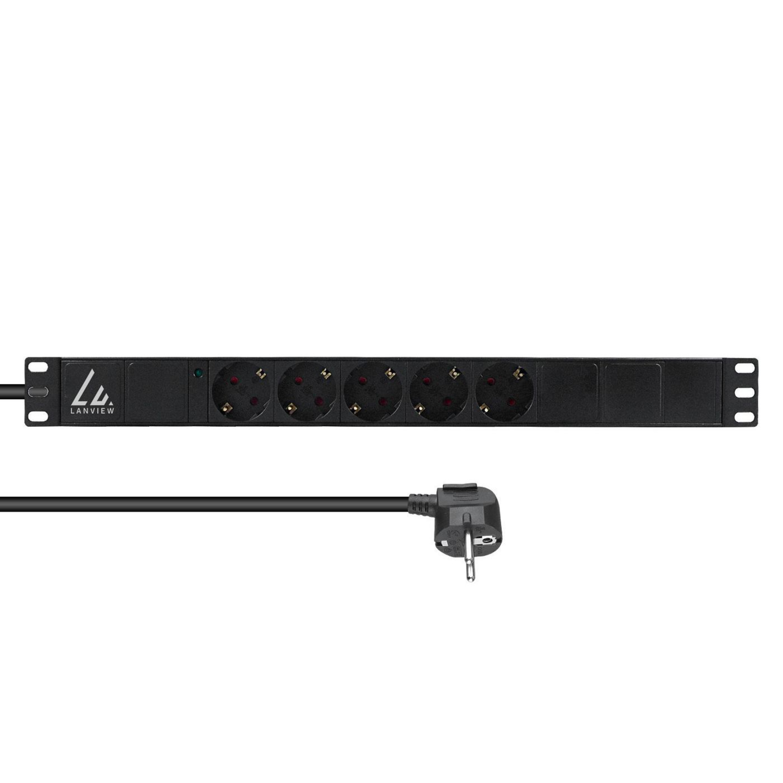 Lanview 19 Rack Mount Power Strip 1U 10A with 5 X Schuko Type Rack Module (LVR-3MSCH-LIC-SCH5)