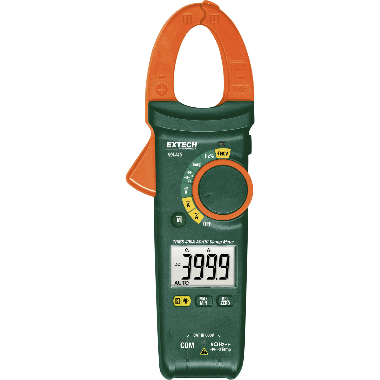 Extech MA445 Hand-held Multimeter Current Clamp Digital CAT III 600 V Display