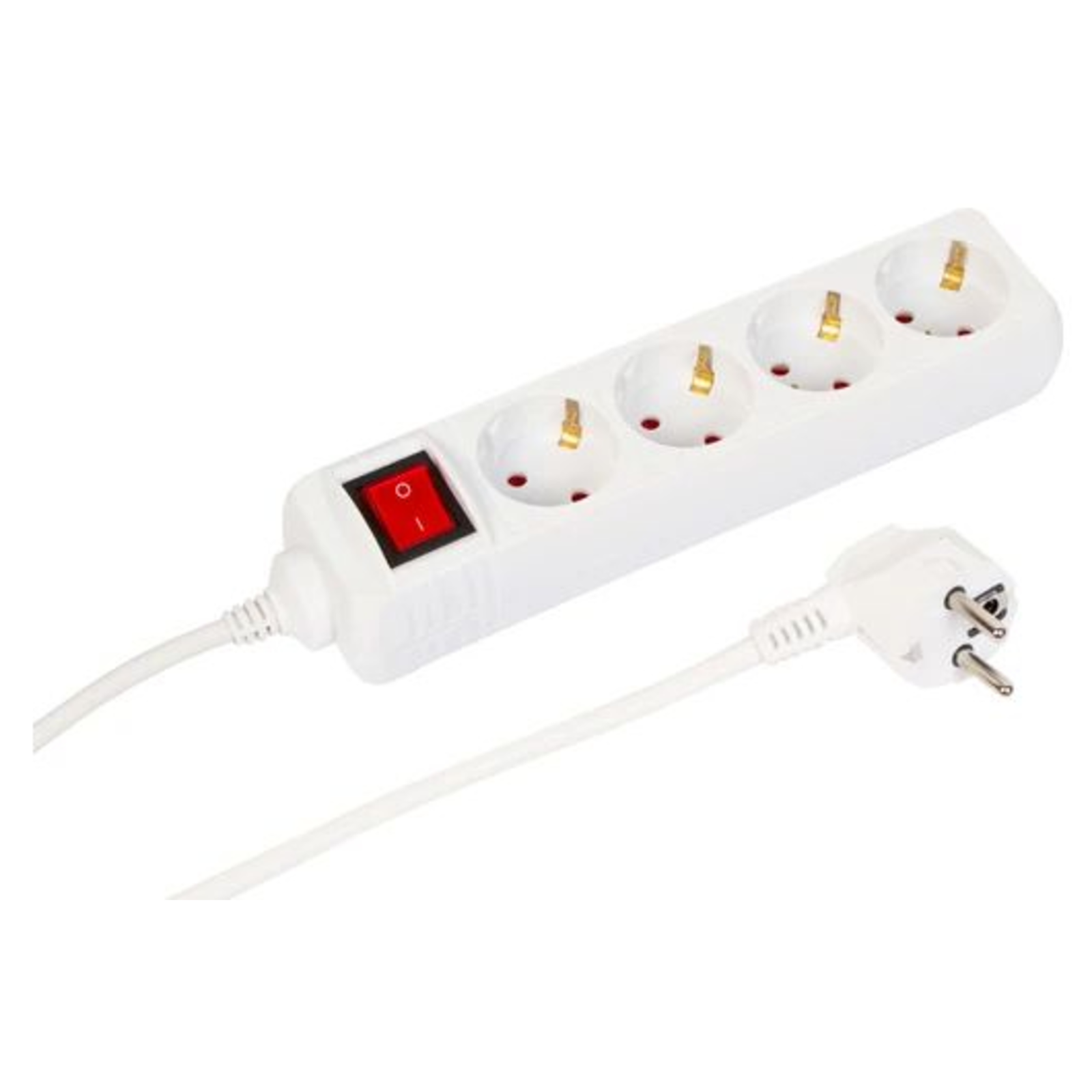 Micro Connect 4-way Schuko Power Strip On/off Switch 1.5M White