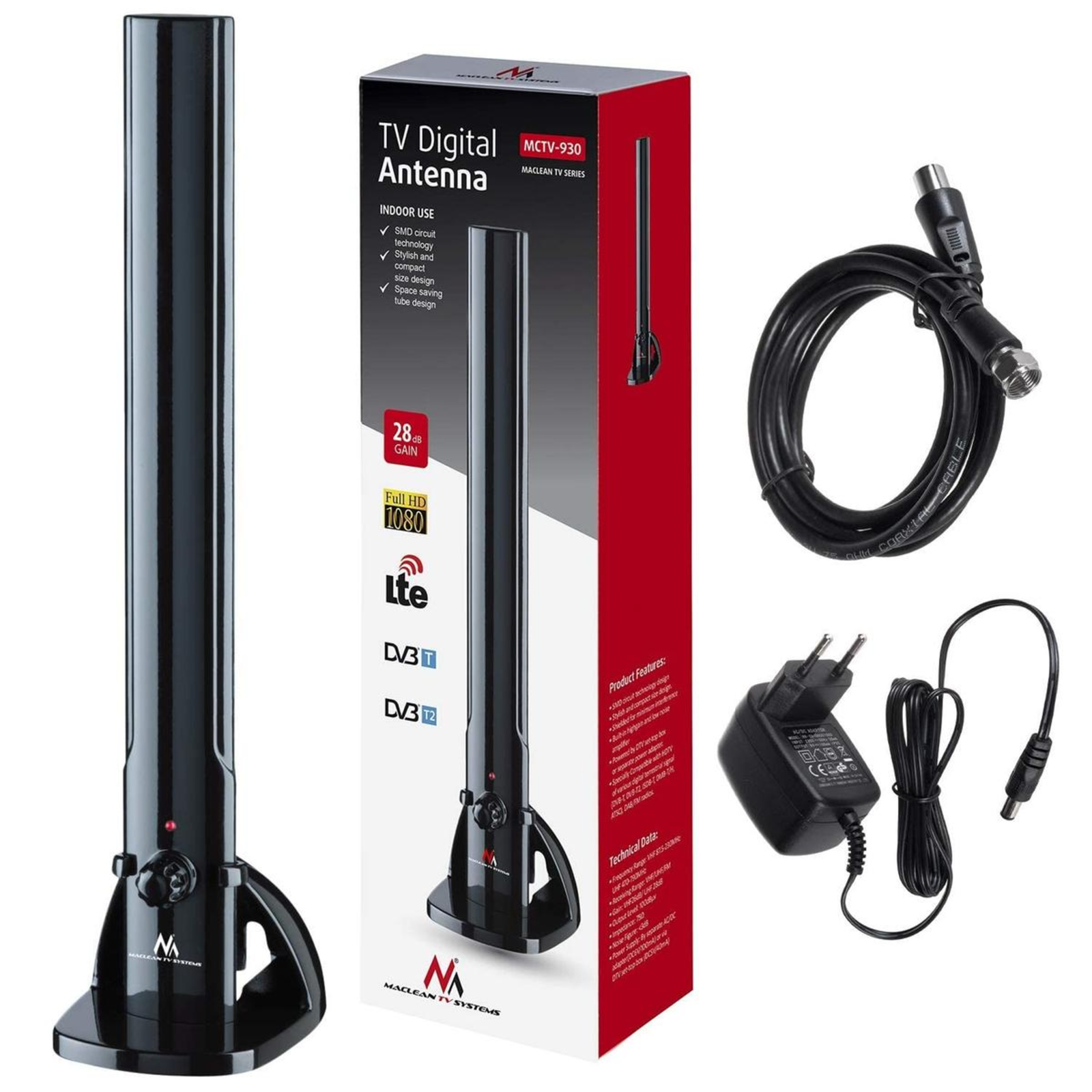 Maclean Indoor Room Antenna MCTV-930 Active 28 DB Type F
