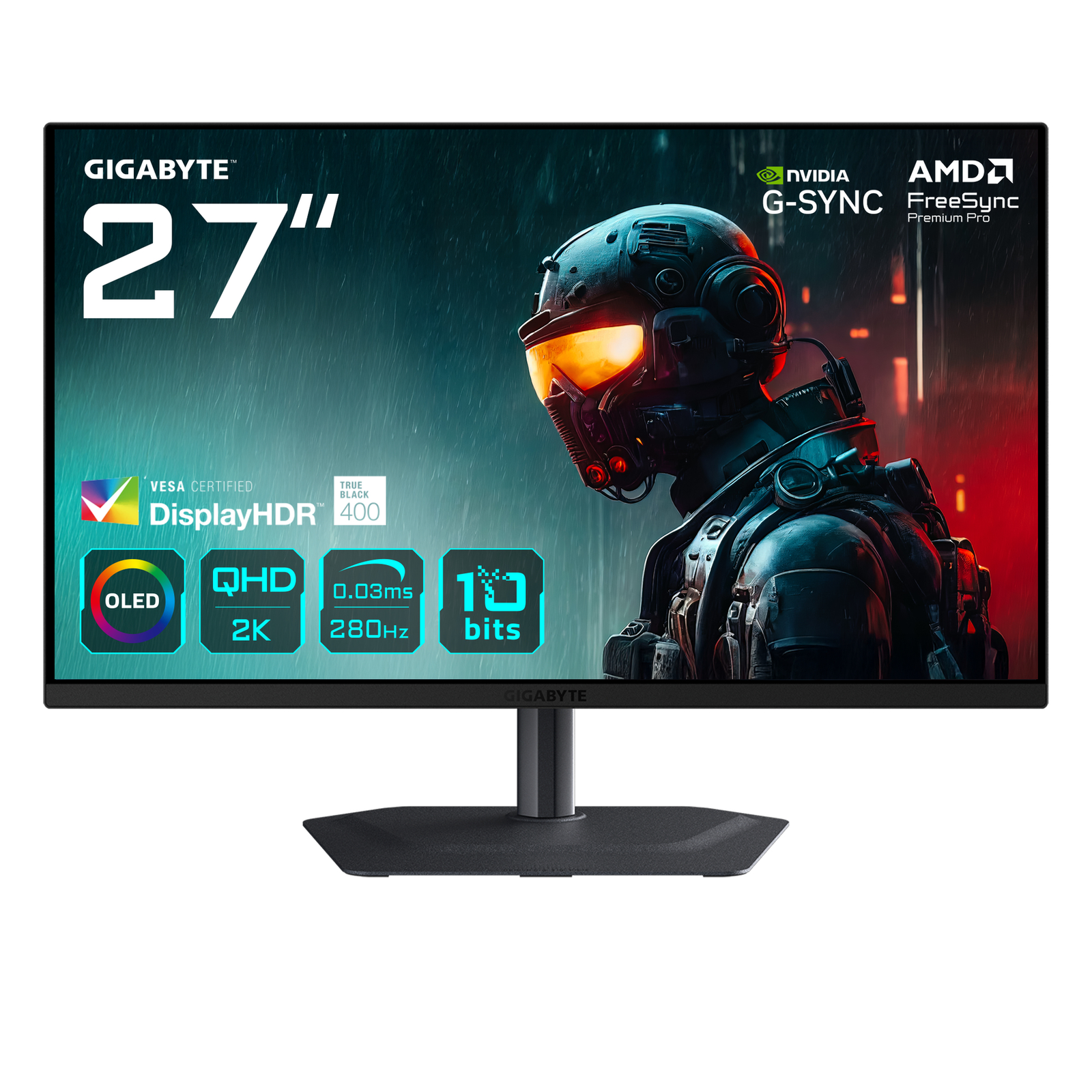Gigabyte MO27Q2A QD-OLED Black/grey QHD KVM FreeSync Premium Pro 68.6 Cm