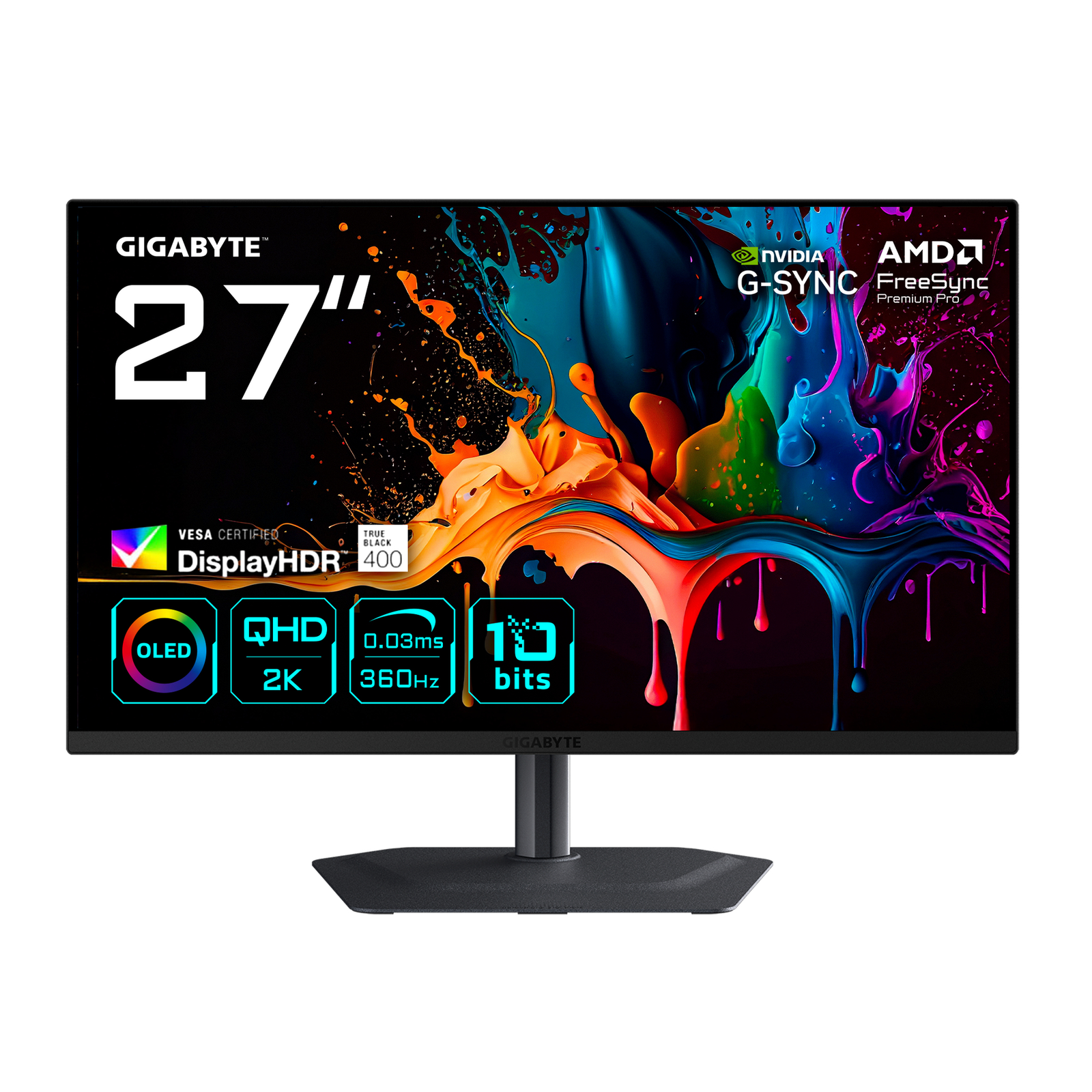 GIGABYTE 27 Inch QD-OLED 2560 X 1440 (QHD) 360Hz 0.03ms GTG FreeSync Premium ProG-Sync HDMI
