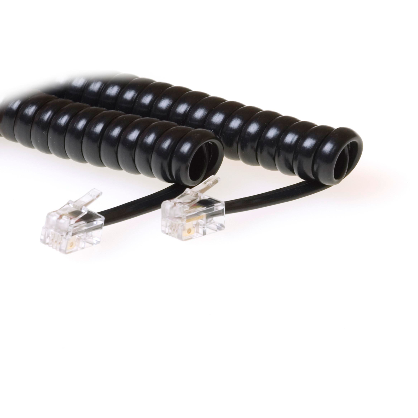 Micro Connect RJ10-RJ10 1,5M M/M Black Coiled Cable