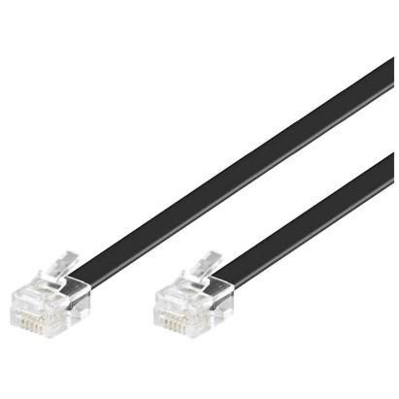 Micro Connect Modular Straight RJ12 6C/6P 2m Flat Cable Black