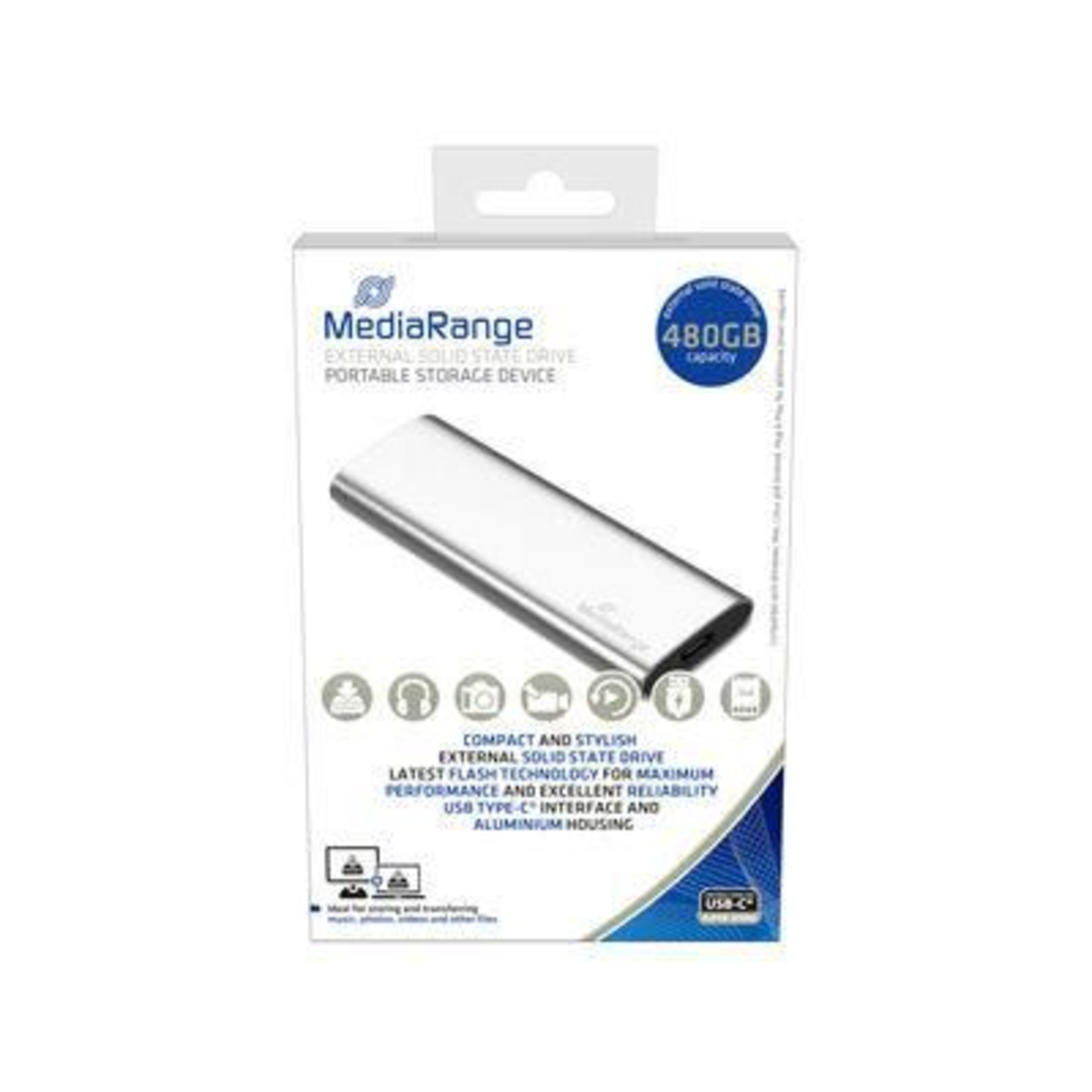 MediaRange SSE 480GB USB Type-C External MR1102 Silver
