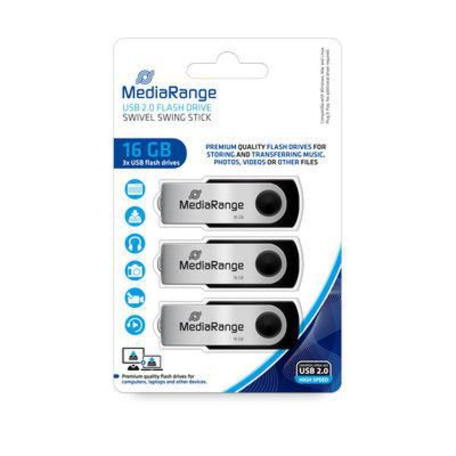 MEDIARANGE USB Stick 16 GB 1x3