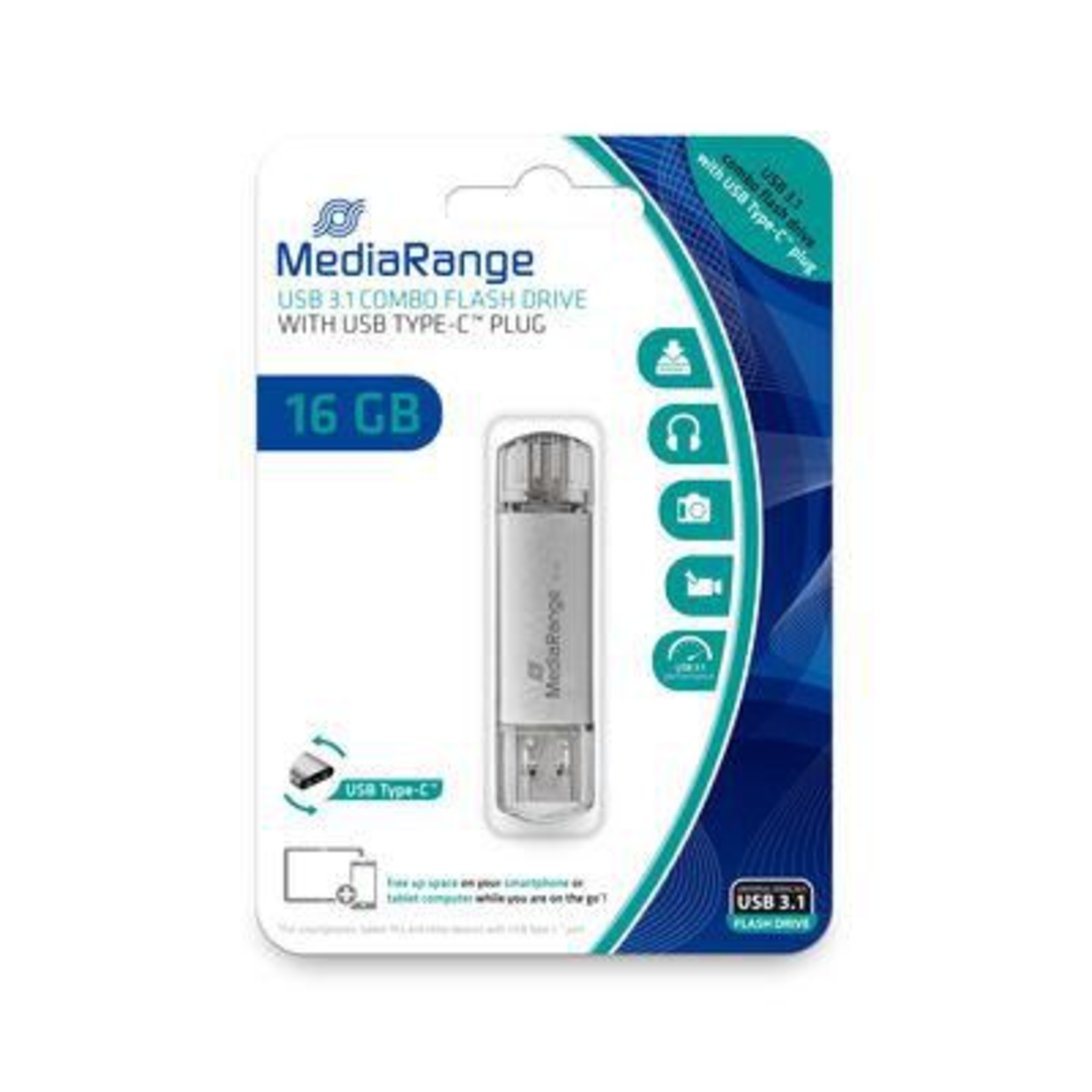 MEDIARANGE Combo USB Flash Drive 16 GB