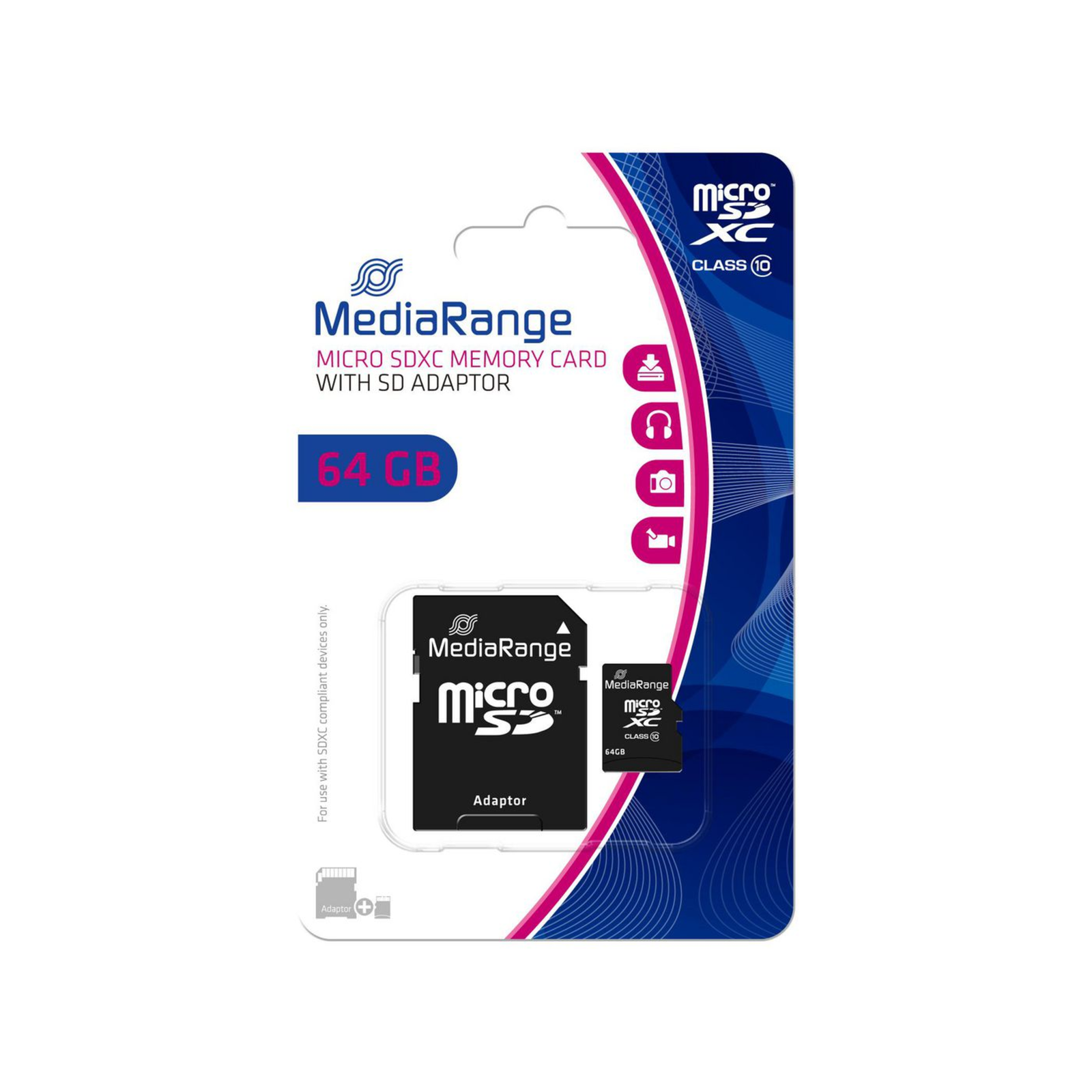 MEDIARANGE Flash Memory Card (microSDXC-to-SD Adapter Included)