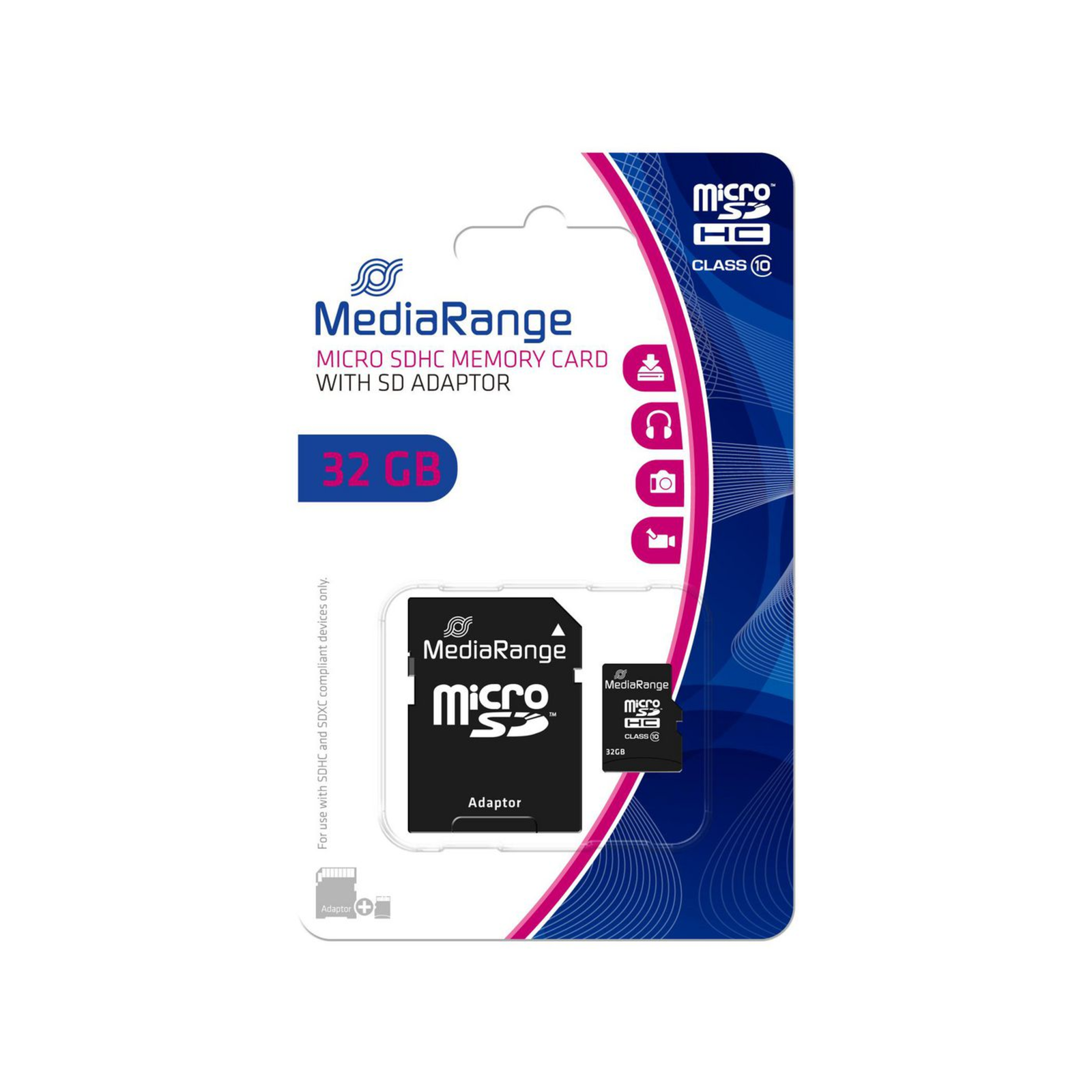 MEDIARANGE Flash Memory Card (microSDHC/SD Adapter Included)