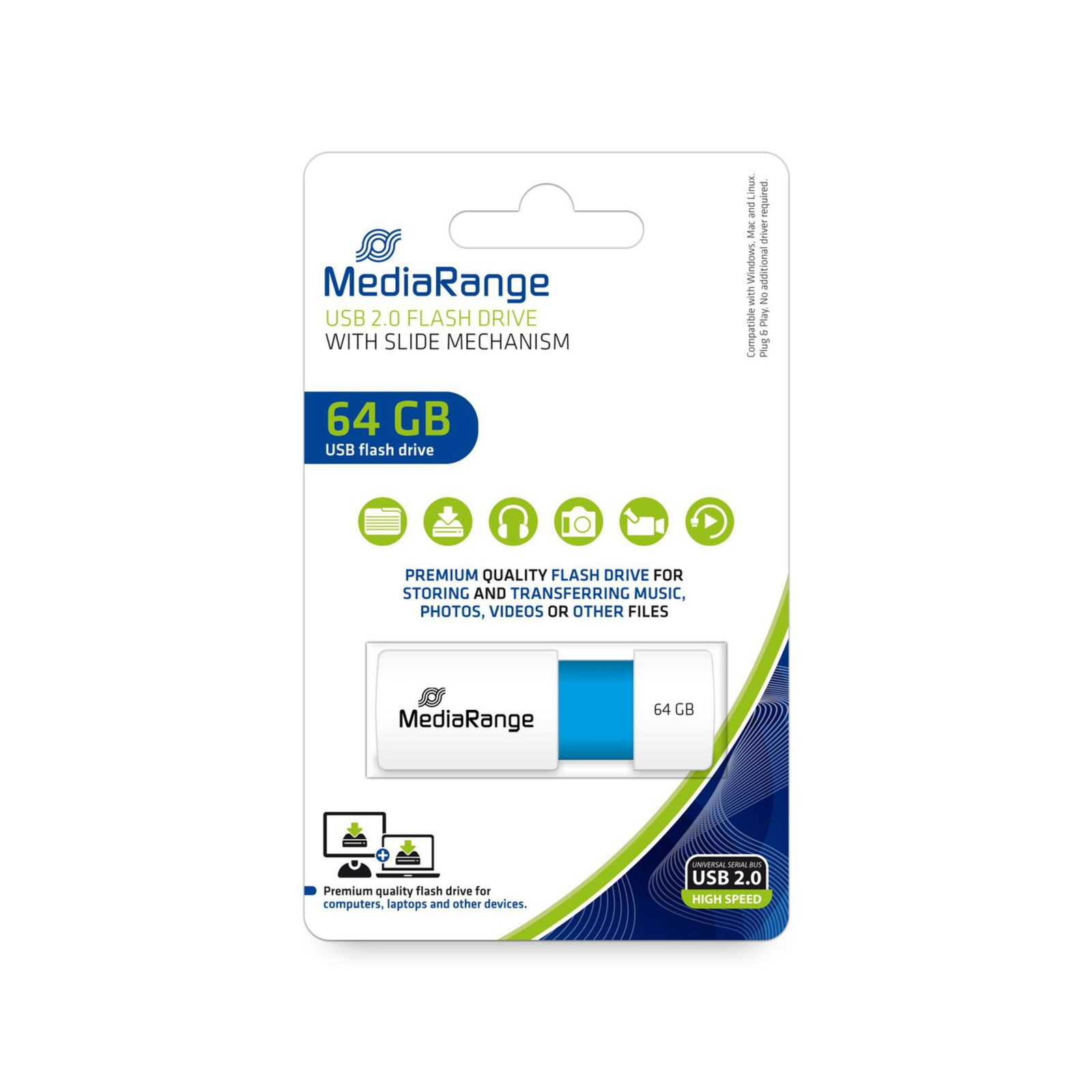 MEDIARANGE USB Stick 64 GB USB 2.0 Colour Edition Light Blue Flash Memory Unsorted