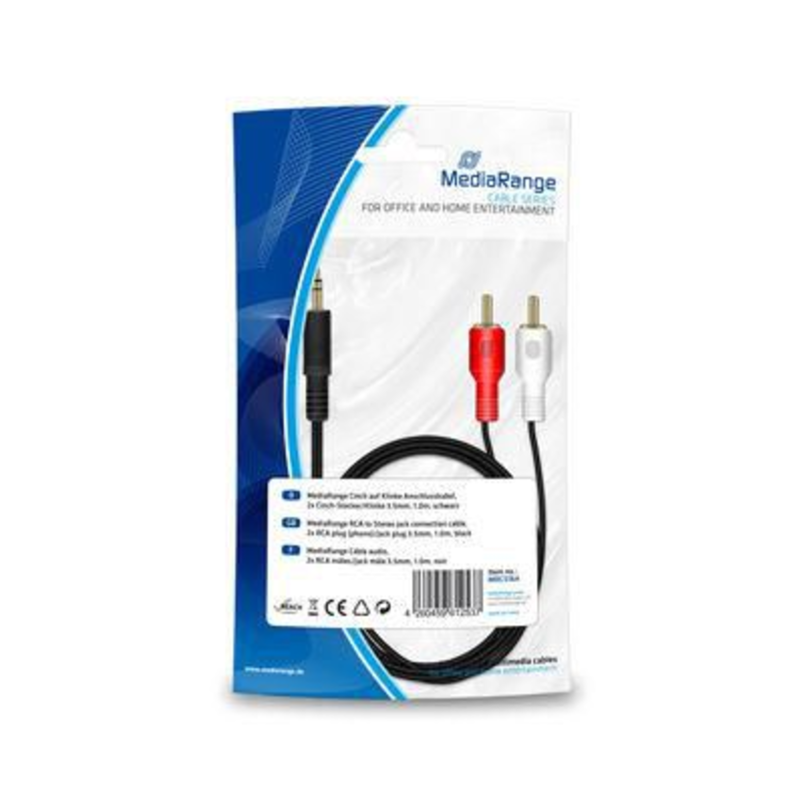 MEDIARANGE MRCS164 2 X RCA Male 3.5 Mm Male 1 M Black