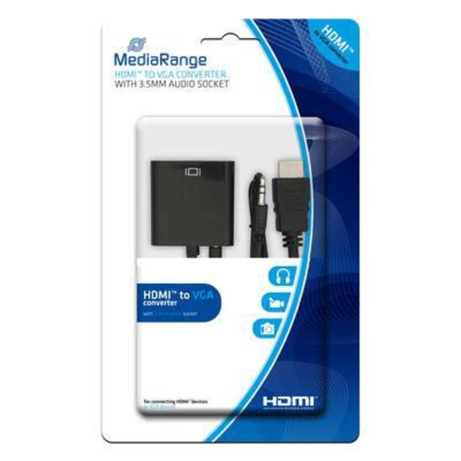 MEDIARANGE MRCS167 HDMI VGA (D-Sub) + 3.5mm Male Female gold Black