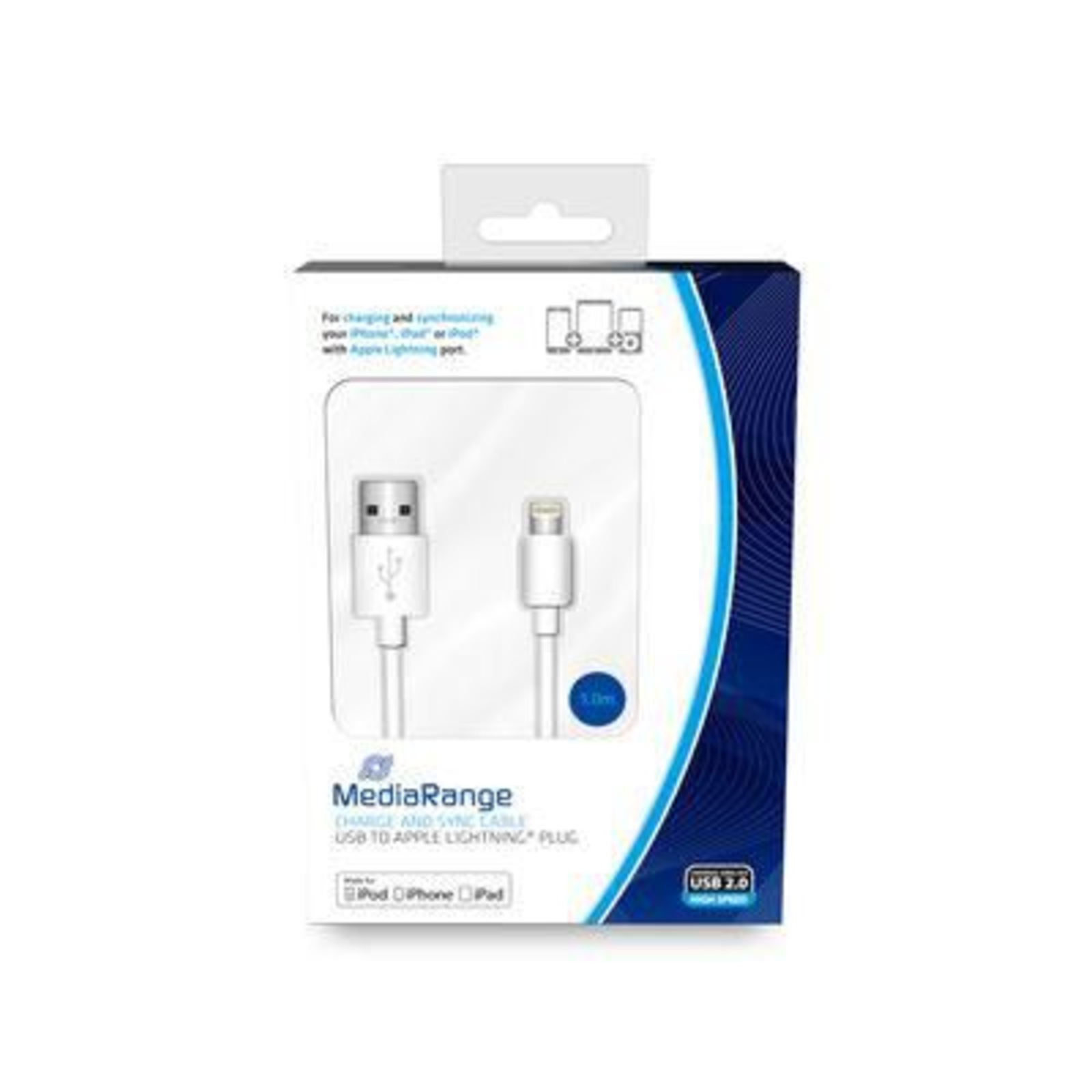 MEDIARANGE MRCS178 1 M Lightning USB A Male Male White