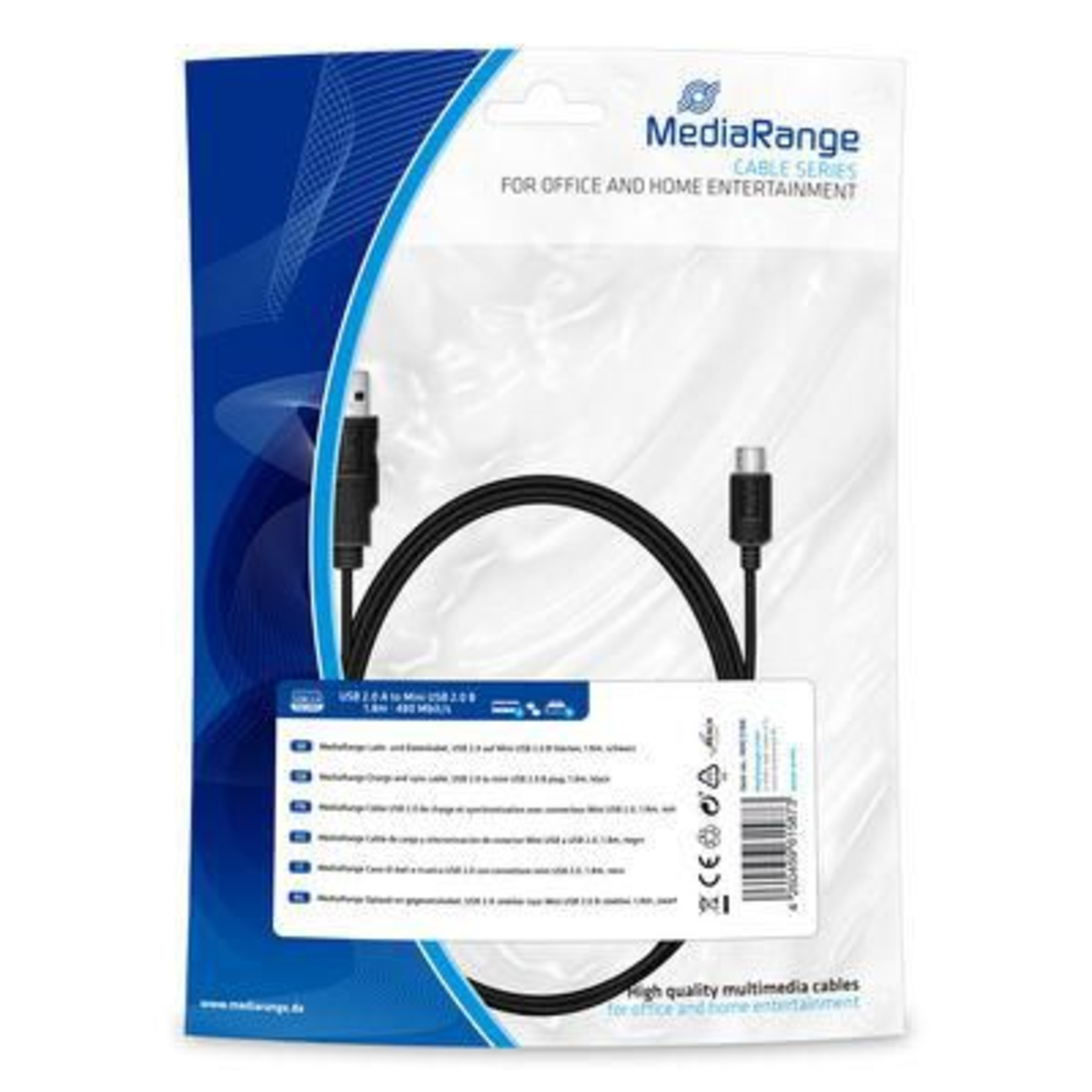 MEDIARANGE MRCS188 1.8 M USB A Mini USB B USB 2.0 480 Mbit/s Black