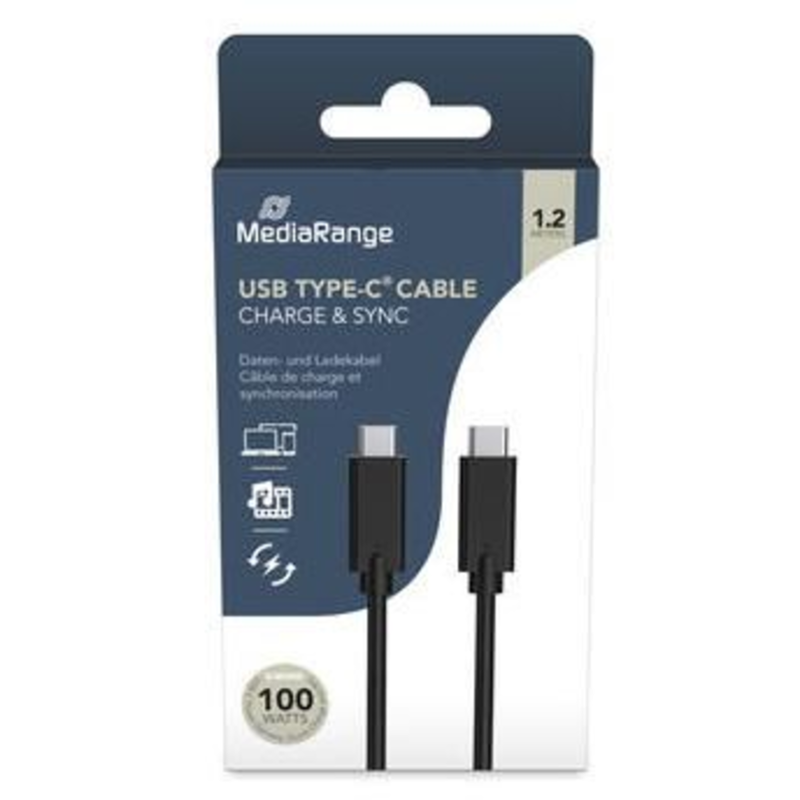 MEDIARANGE TYPE-C CHARGING CABLE 2 M MRCS214 Black