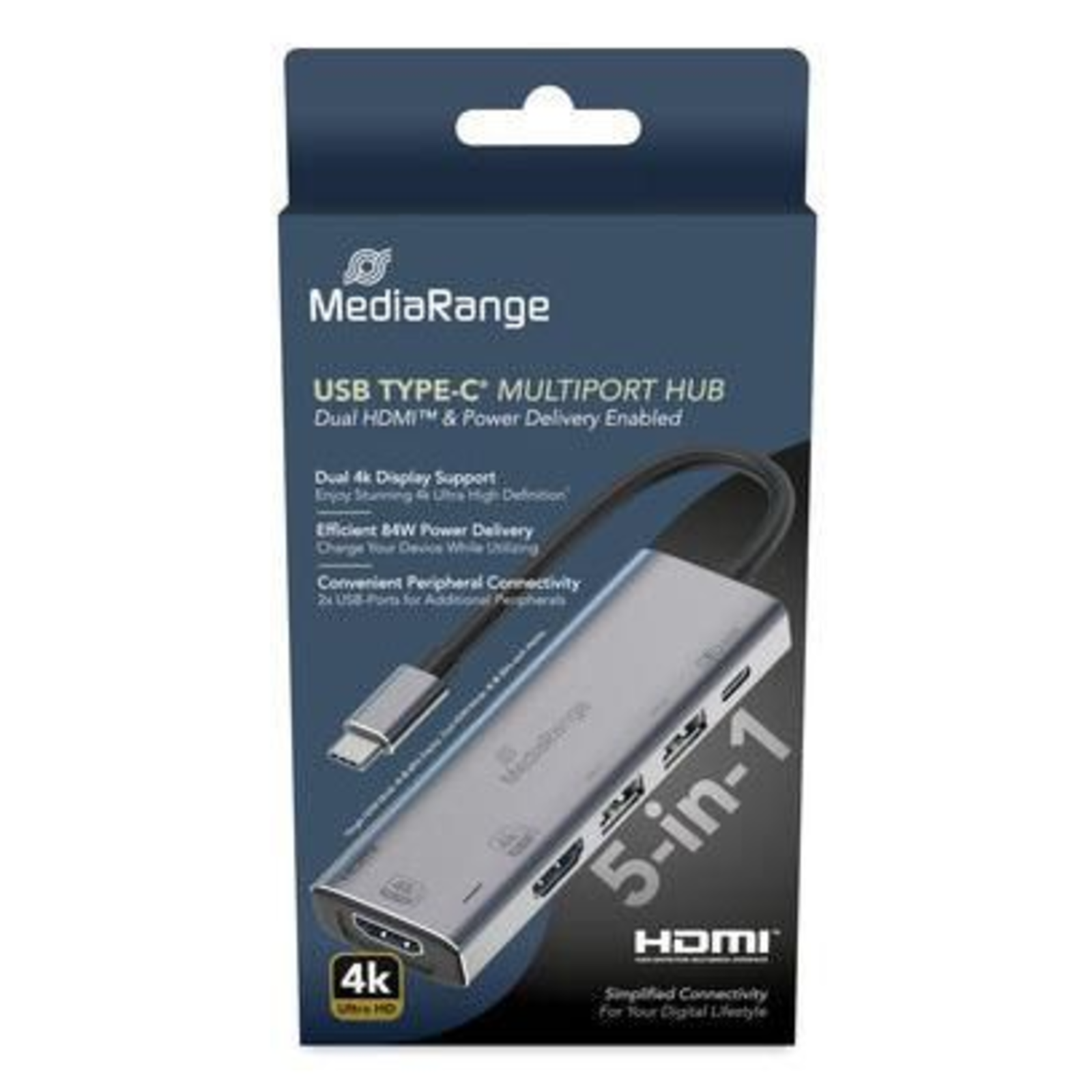 MediaRange MRCS511 USB Type-C HDMI USB 2.0 Type-A USB Type-C 480 Mbit/s 60 Hz 3840 X 2