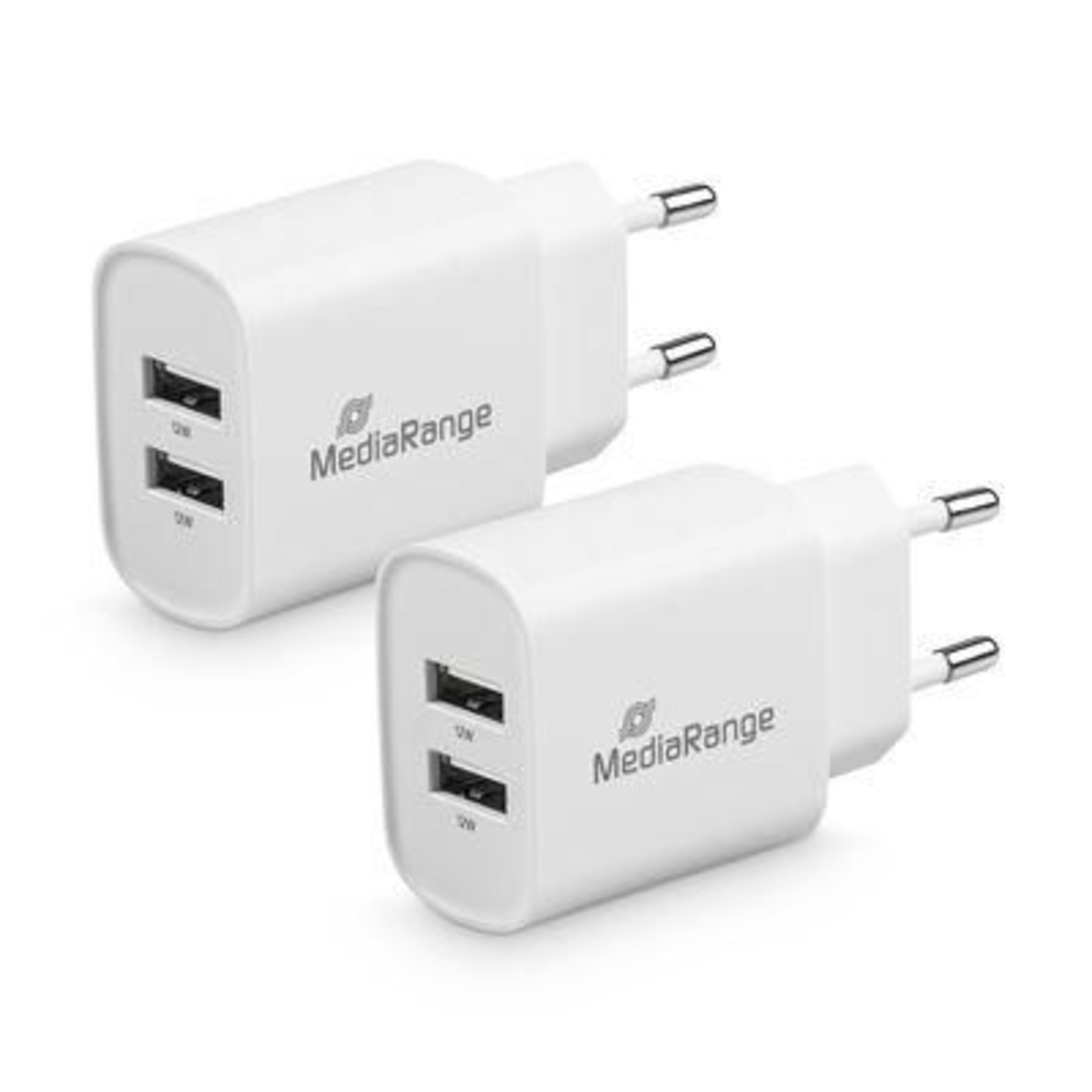 MEDIARANGE 12W Wall Charger with Two USB-A Ports White