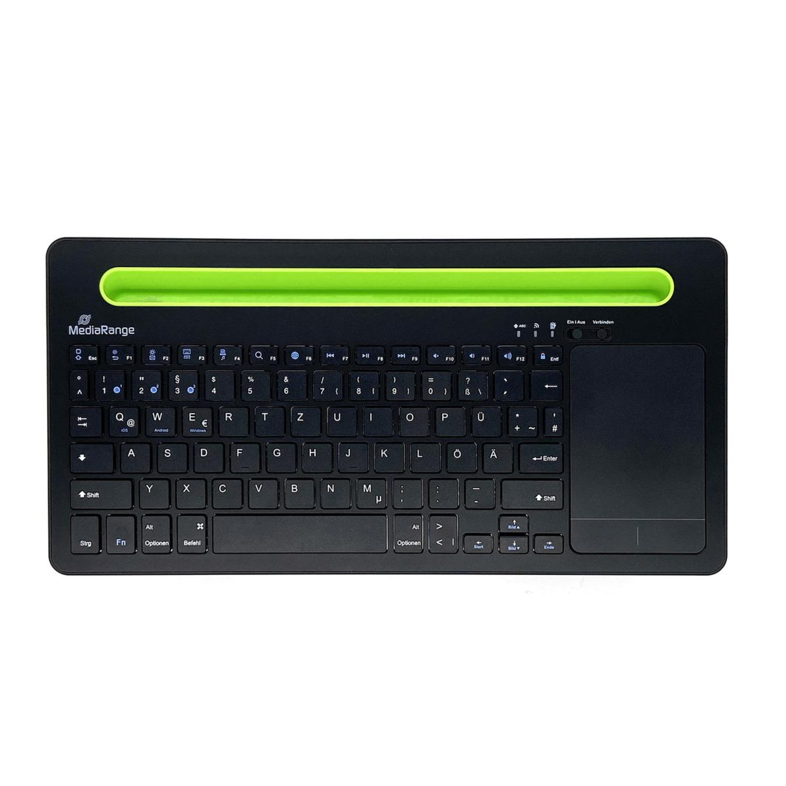 MediaRange Keyboard Wireless 78 Keys Touchpad DE Black
