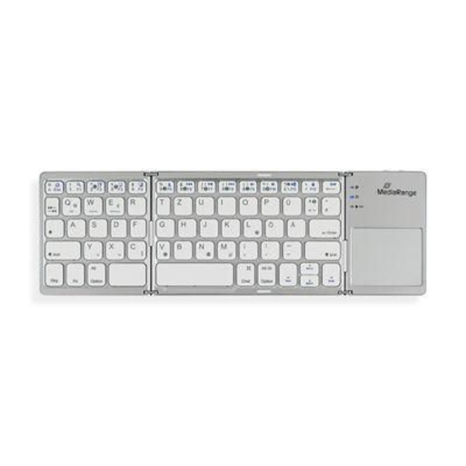 MediaRange Keyboard Wireless 63 Ta. Foldable Toch. DE Silver