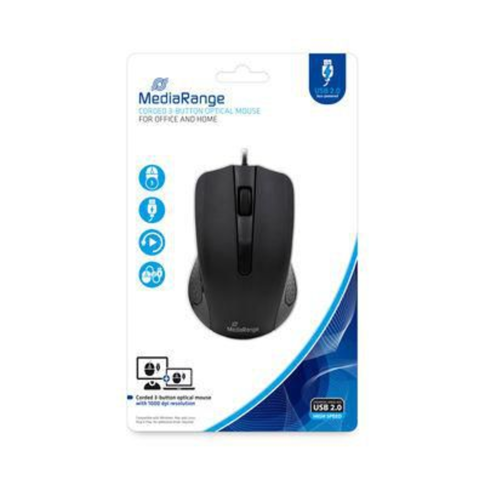 MEDIARANGE MROS210 Mouse Right- And Left-handed