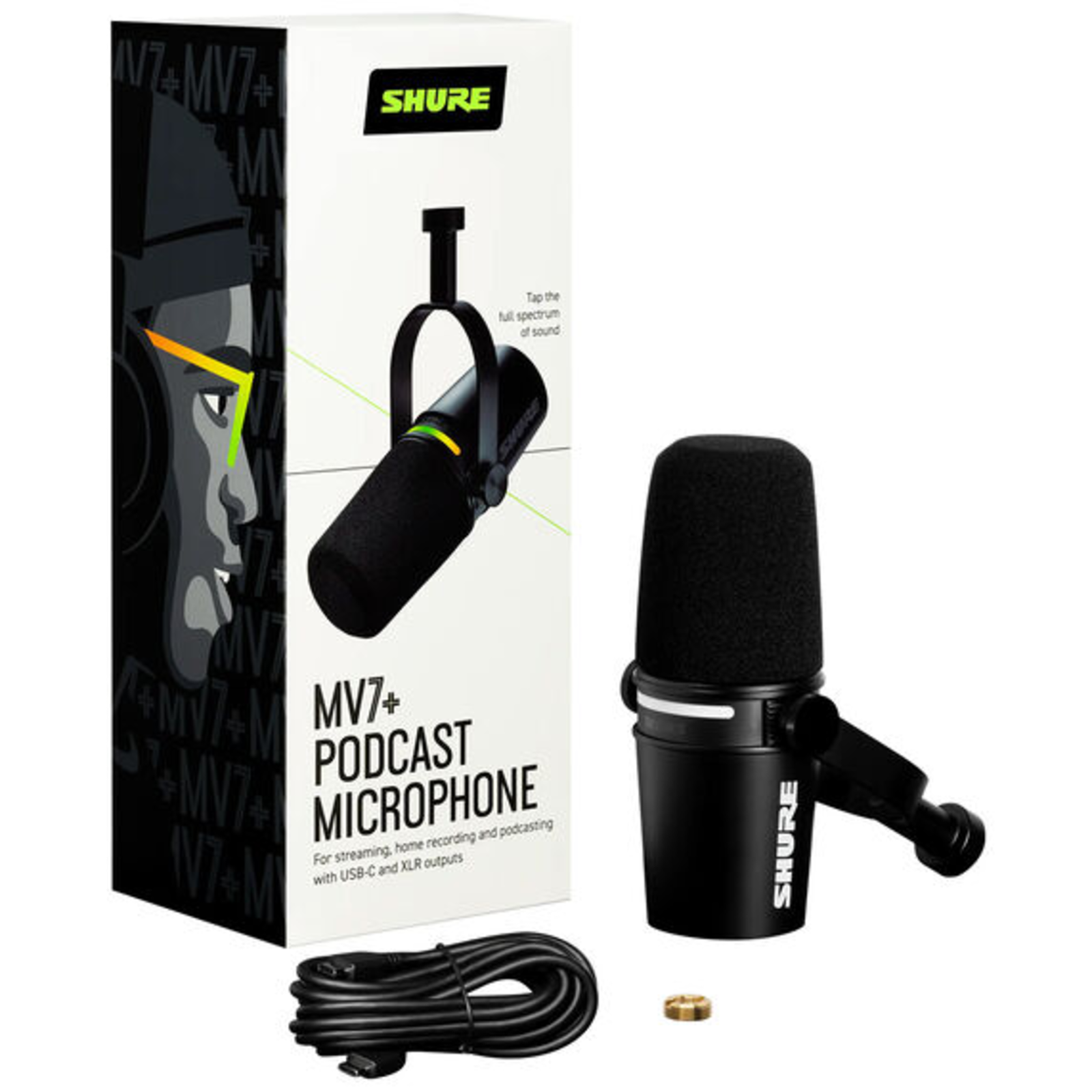Shure MV7+-K Microphone 3-pin XLR USB