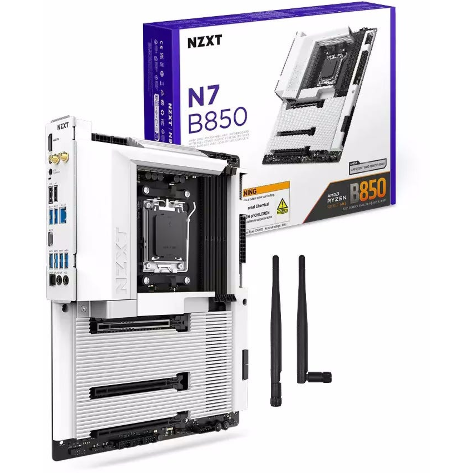 NZXT N7 B850 White Motherboard