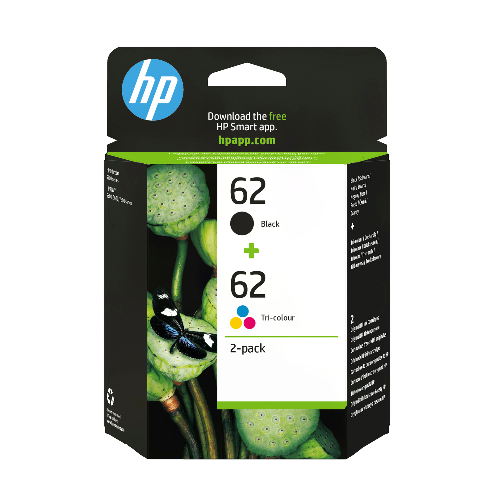 HPI 62 2-pack Black Tri-color Original Ink Cartridges