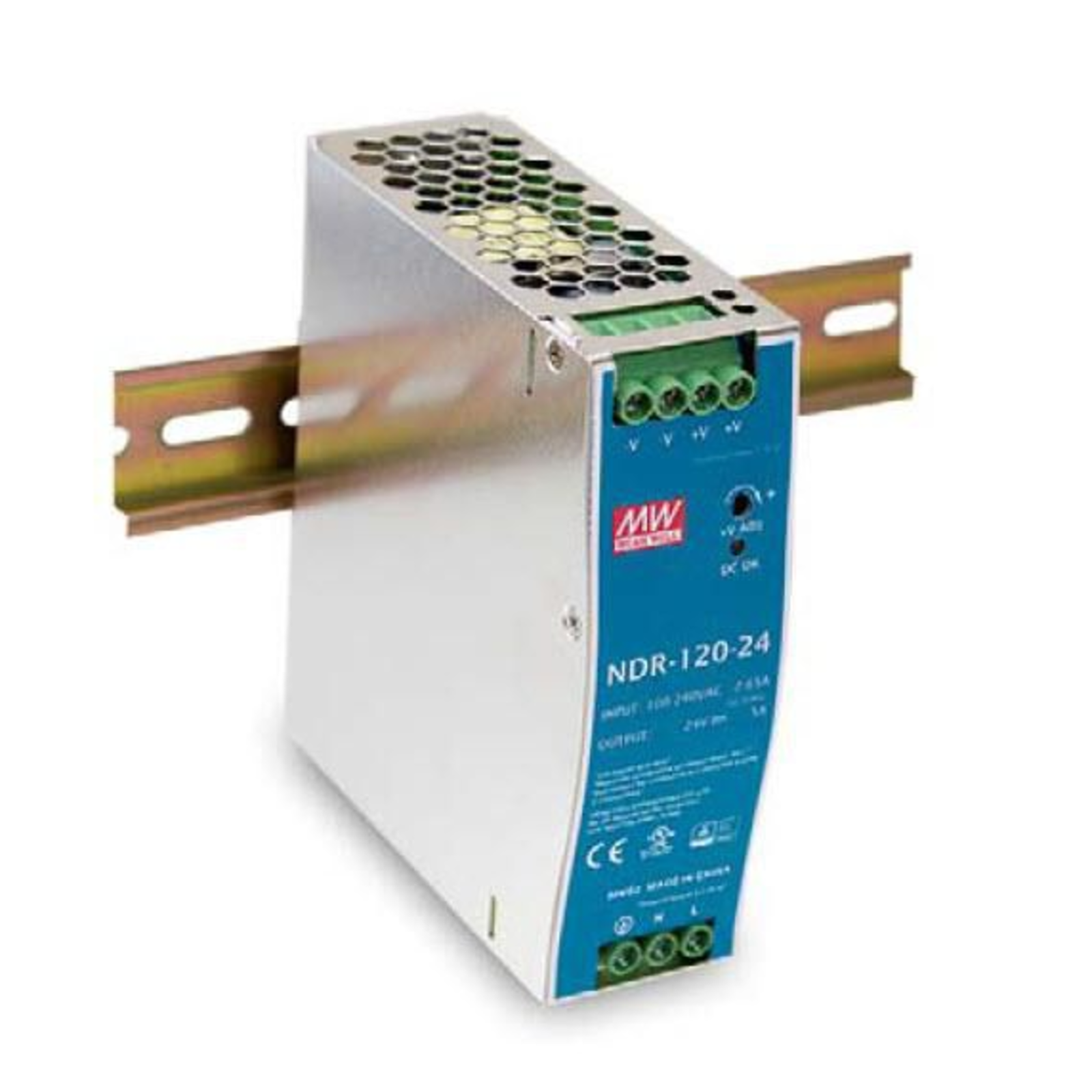 Mean Well NDR-120-24 120 W 90 264 V Metallic 126mm 40mm 114mm