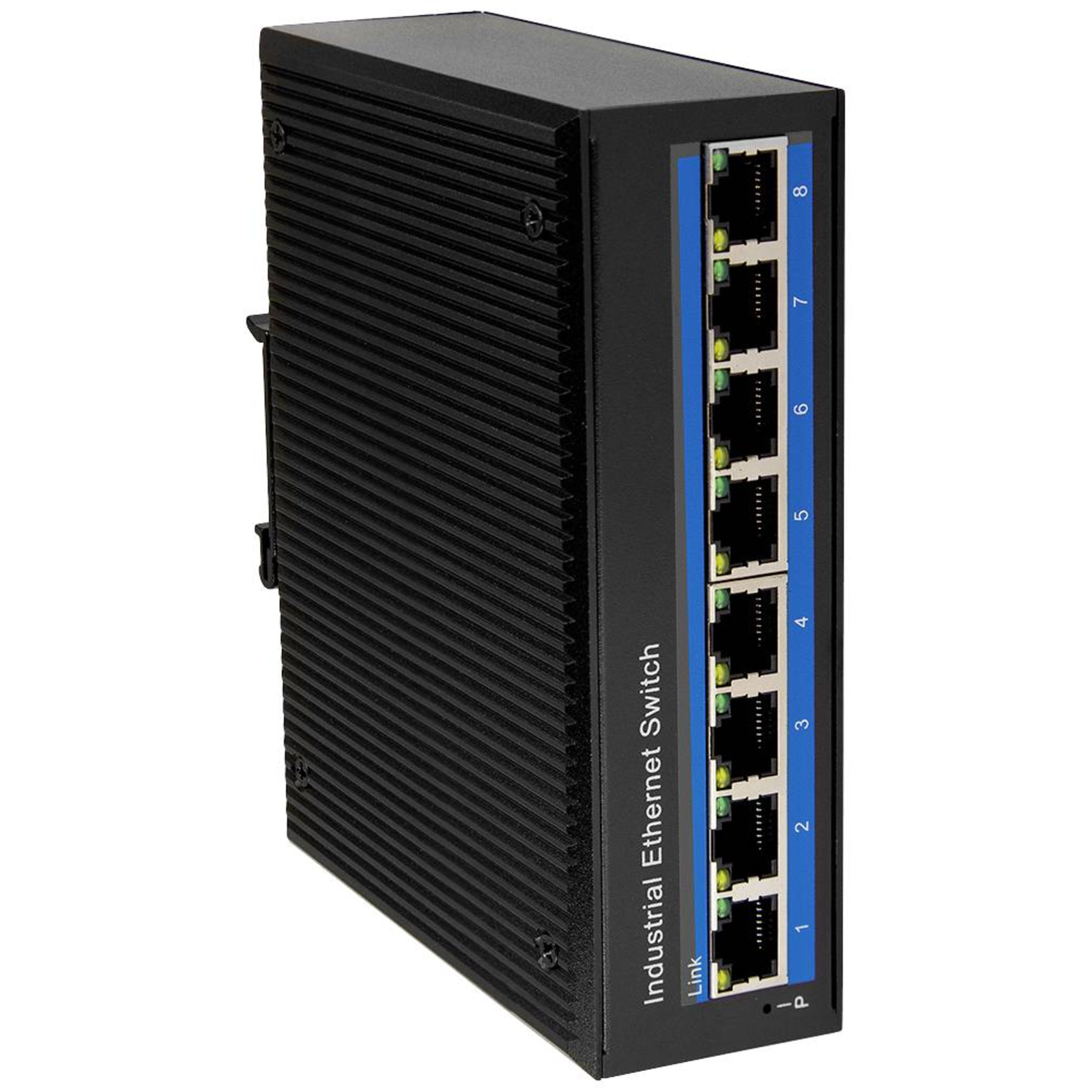 LogiLink Industrial Gibabit Ethernet PoE Switch 8-Port 101001000 Base-TX RJ45 Plug Play Black Metal