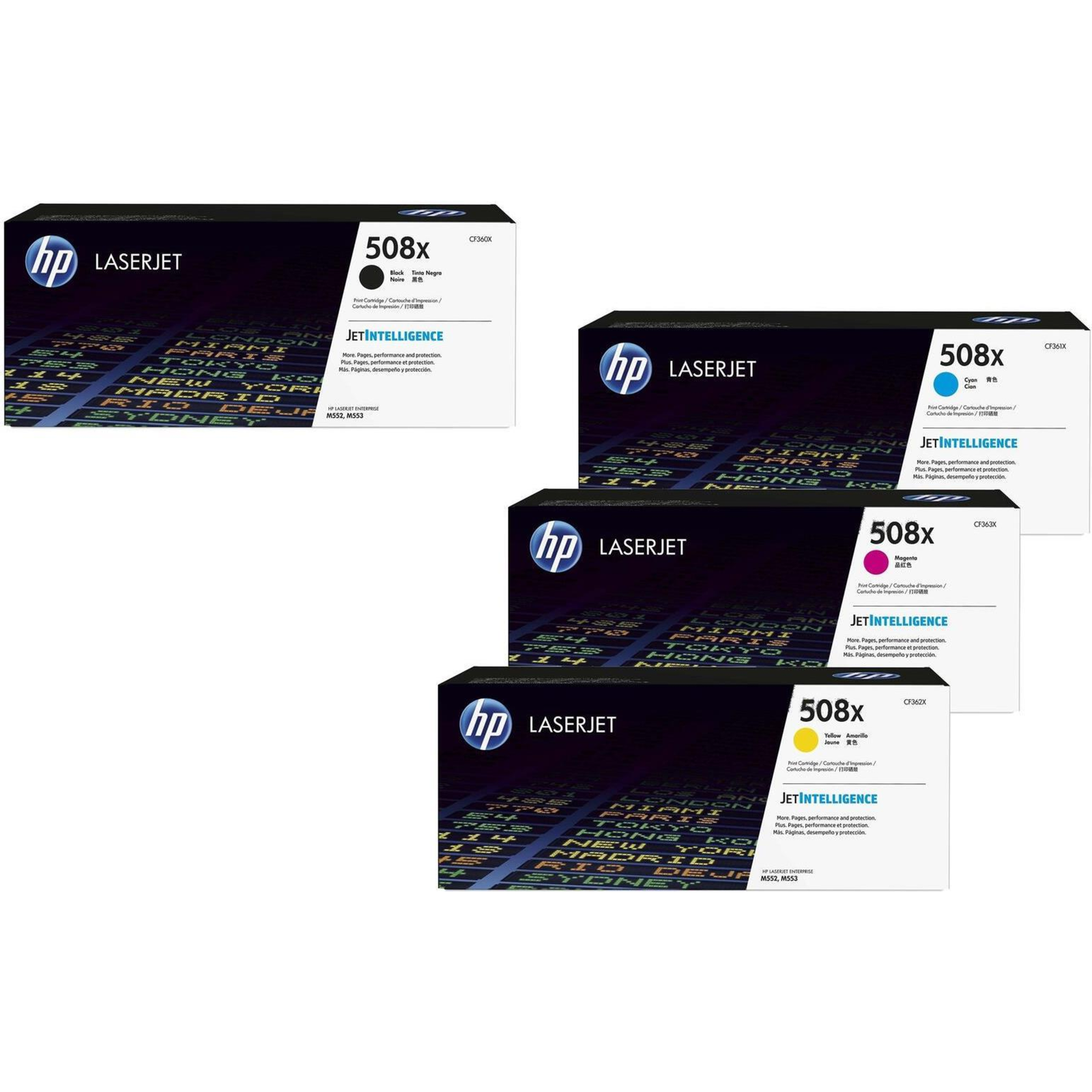 HP Original 508X Toner Set of 4 Black cyan magenta Yellow High Capacity CF360X CF361X CF363X CF362X