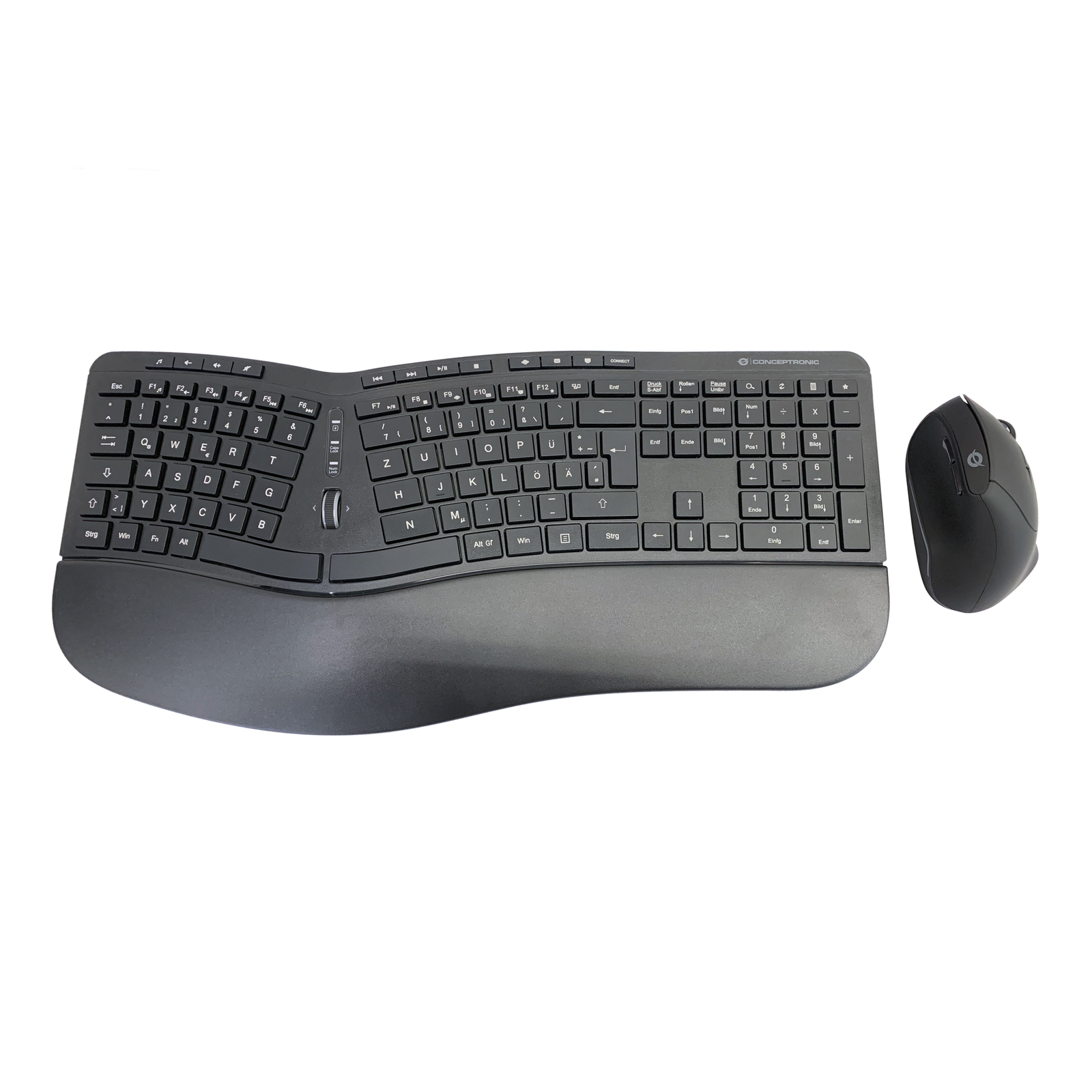 Conceptronic Wireless Keyboard+Mouse Ergo Layout German Sw