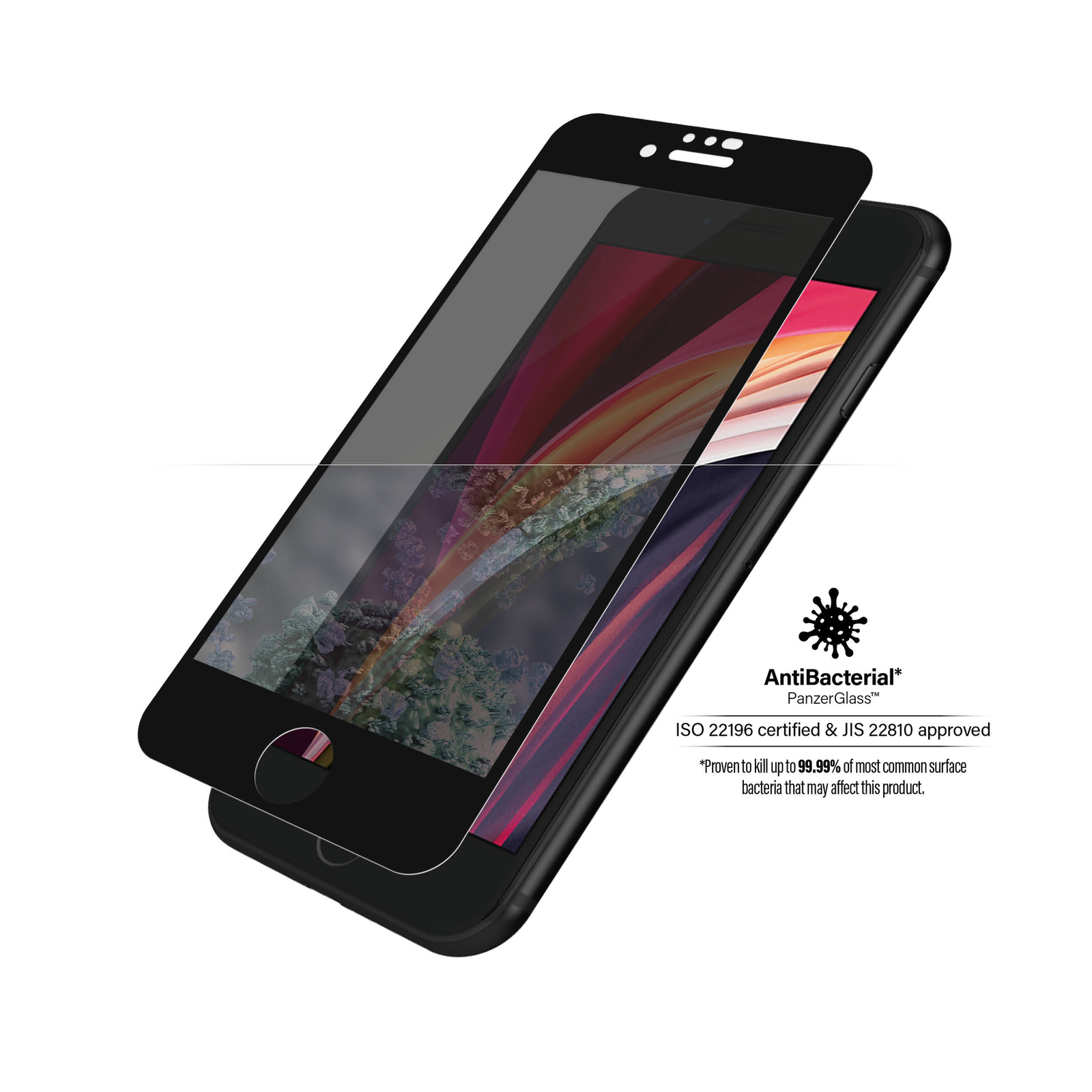 PanzerGlass Black And Case Friendly Privacy Black for IPhone 6 6s 7 8 SE 2. Generation