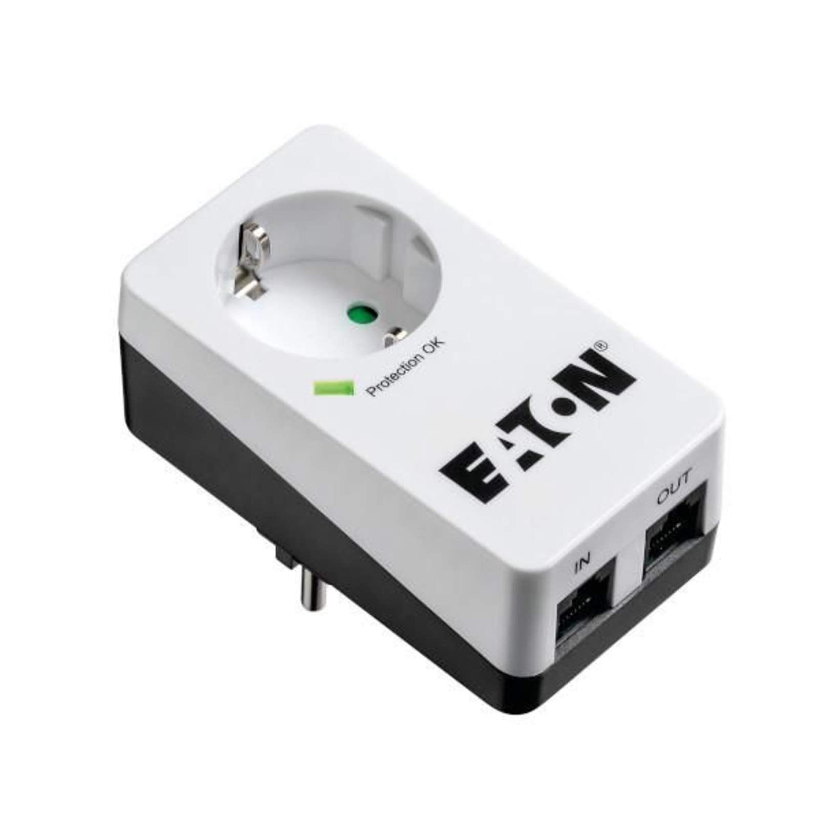 Eaton Socket Outlet Switch with Telephone Plug And Overvoltage Predection White PB1TD