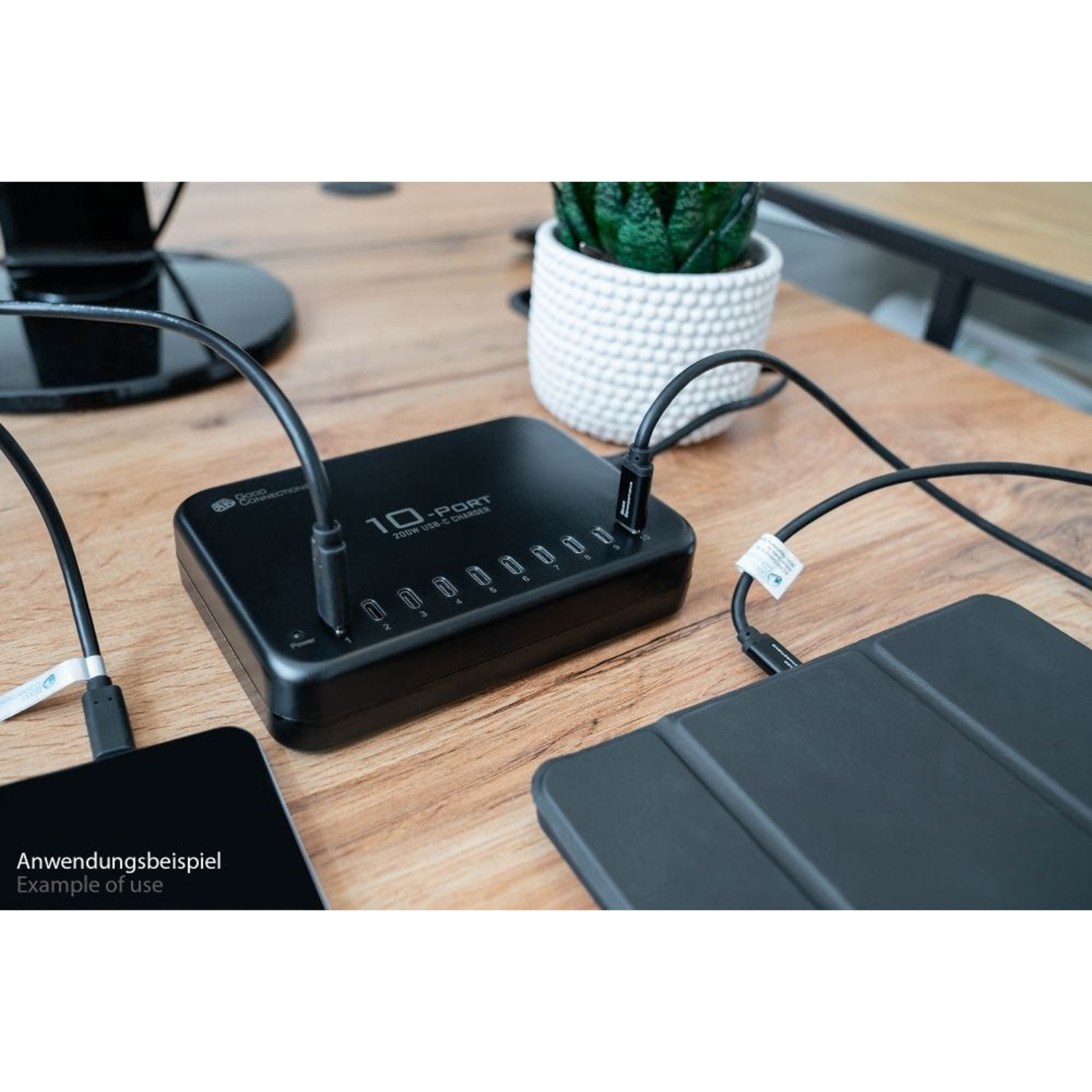 Good Connections USB Desktop Fast Charging Station 200W 10-Port 10xUSB-C Black