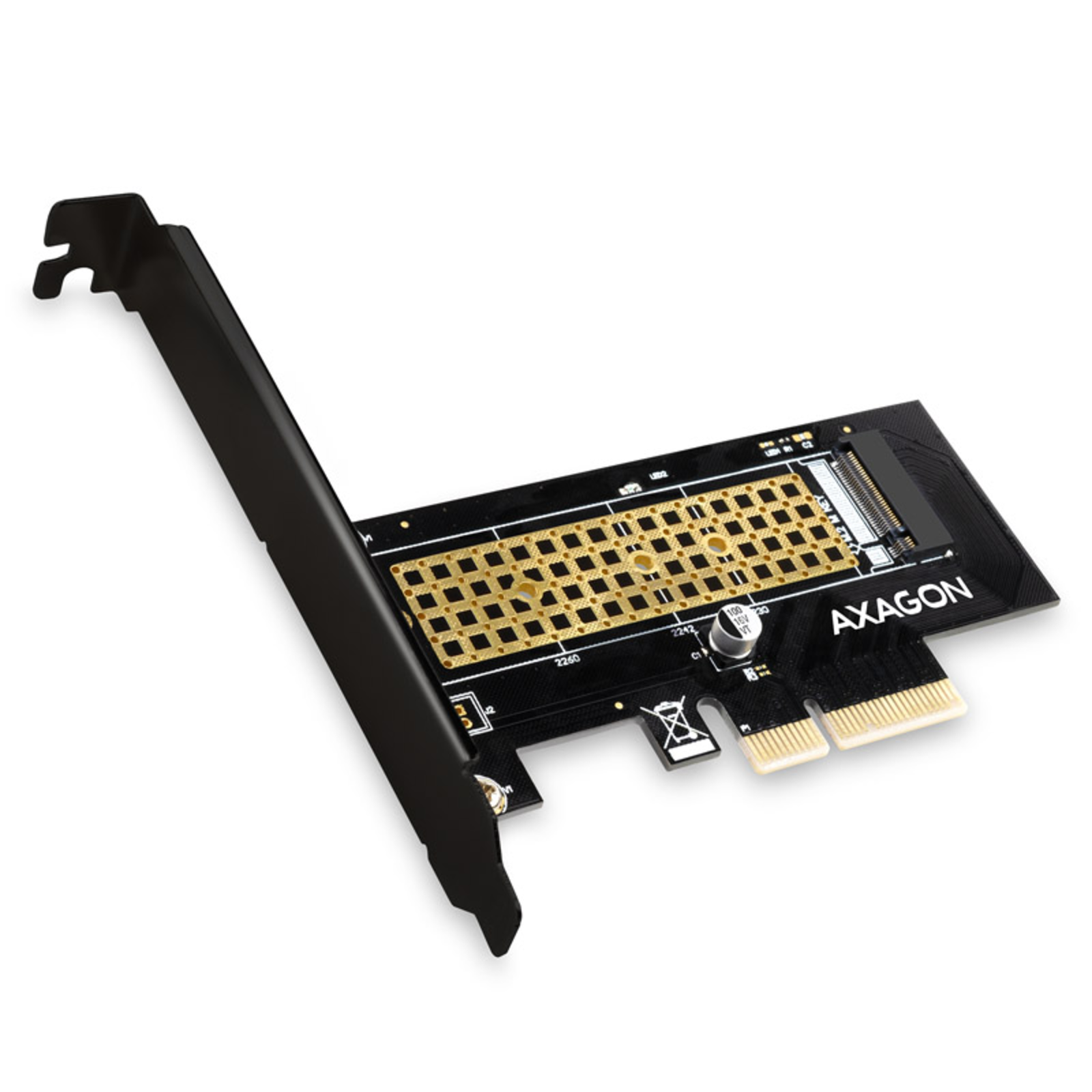 Axagon PCEM2-N PCIe 3.0 X4 Adapter 1x M.2 NVMe SSD up to 2280 Passive Cooling