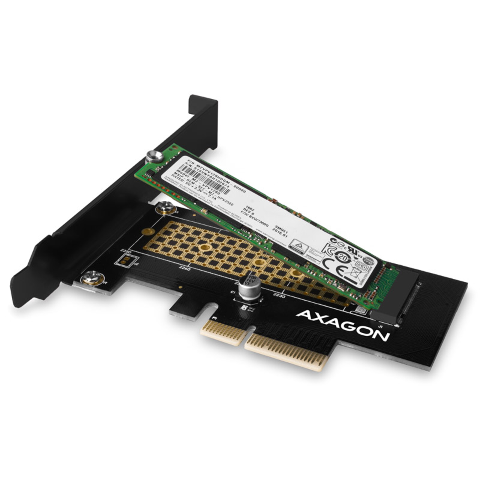 Axagon PCEM2-N PCIe 3.0 X4 Adapter 1x M.2 NVMe SSD up to 2280 Passive Cooling