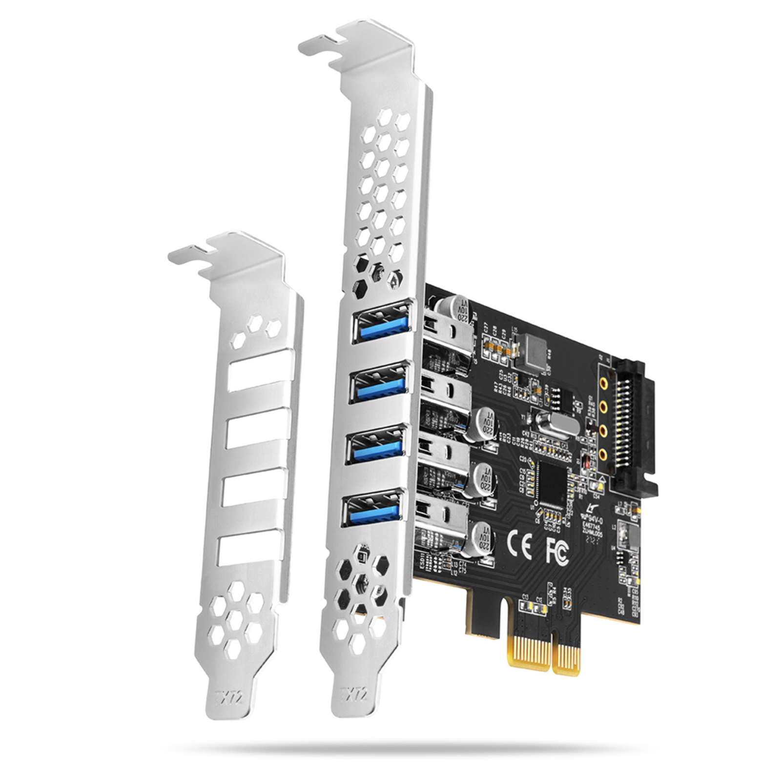 Axagon PCEU-43RS PCIe Adapter 4x USB3.0 UASP VIA 15-pin SATA Power Supply