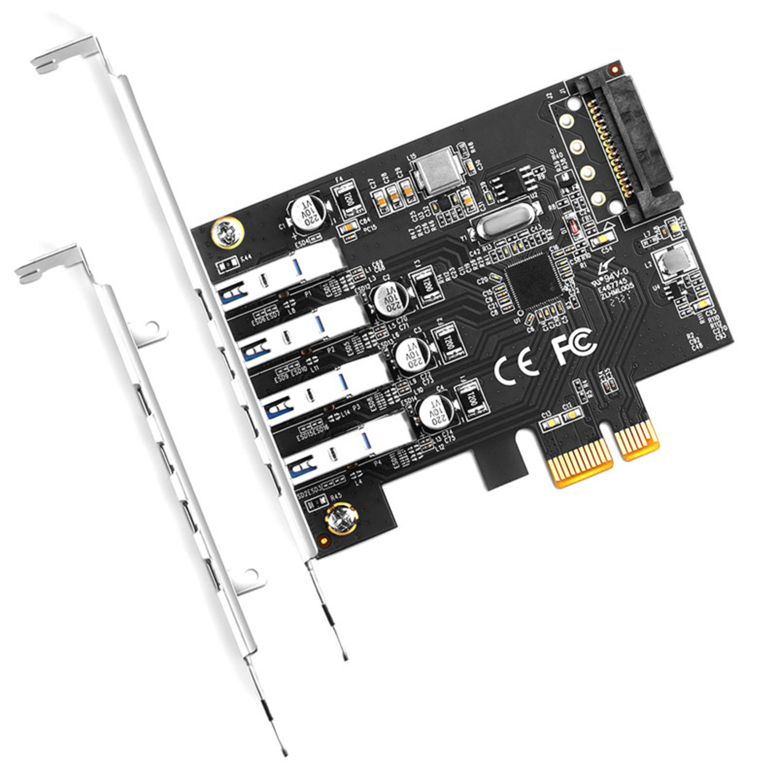Axagon PCEU-43RS PCIe Adapter 4x USB3.0 UASP VIA 15-pin SATA Power Supply