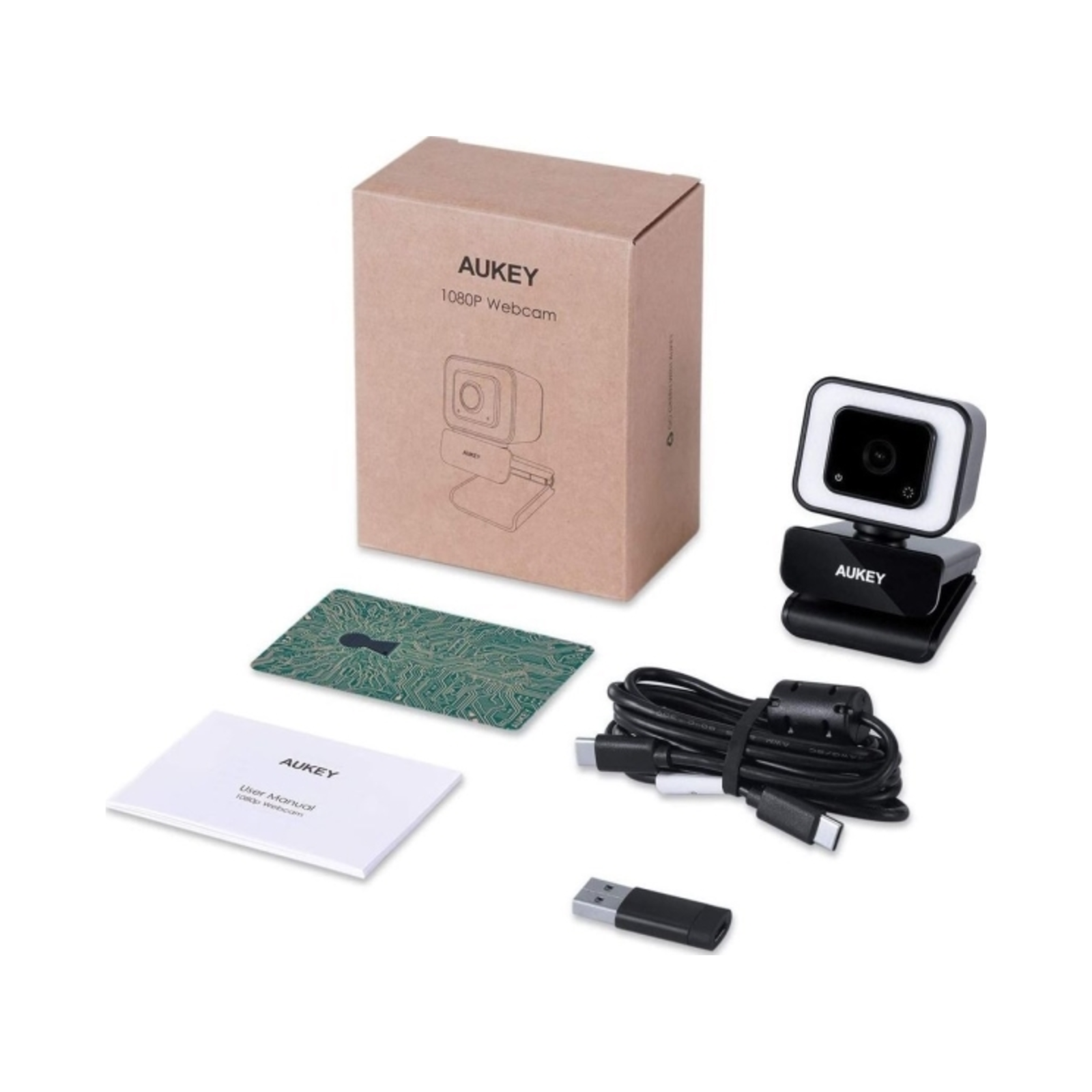 Aukey PC-LM6 Stream Series with Ring Light Full HD Webcam with 1 3 -CMOS Sensor Black