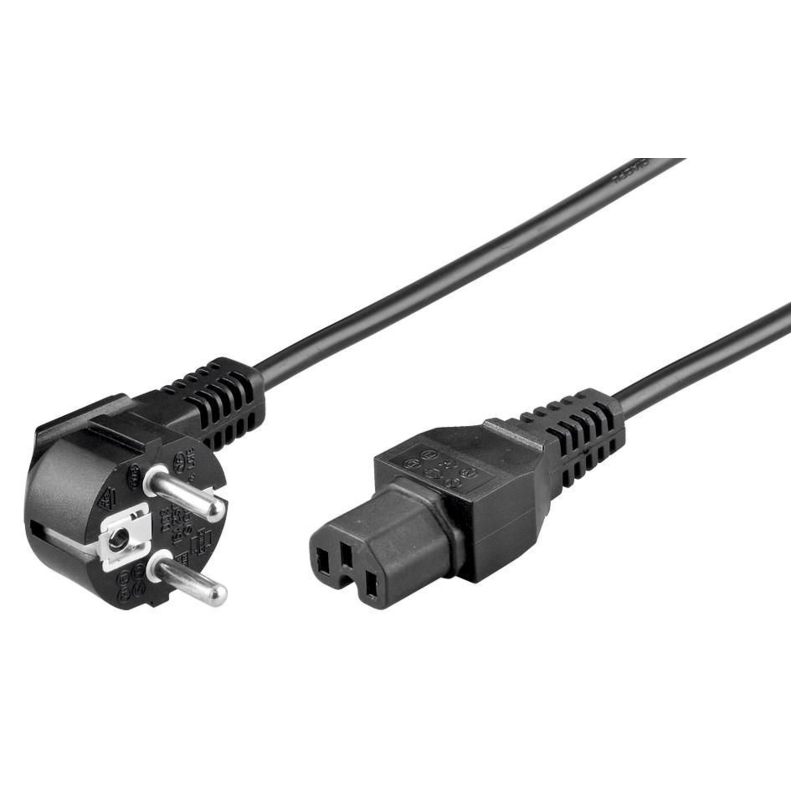 Micro Connect Power Cord IEC320 C15 3m Angled Connector Schuko Black