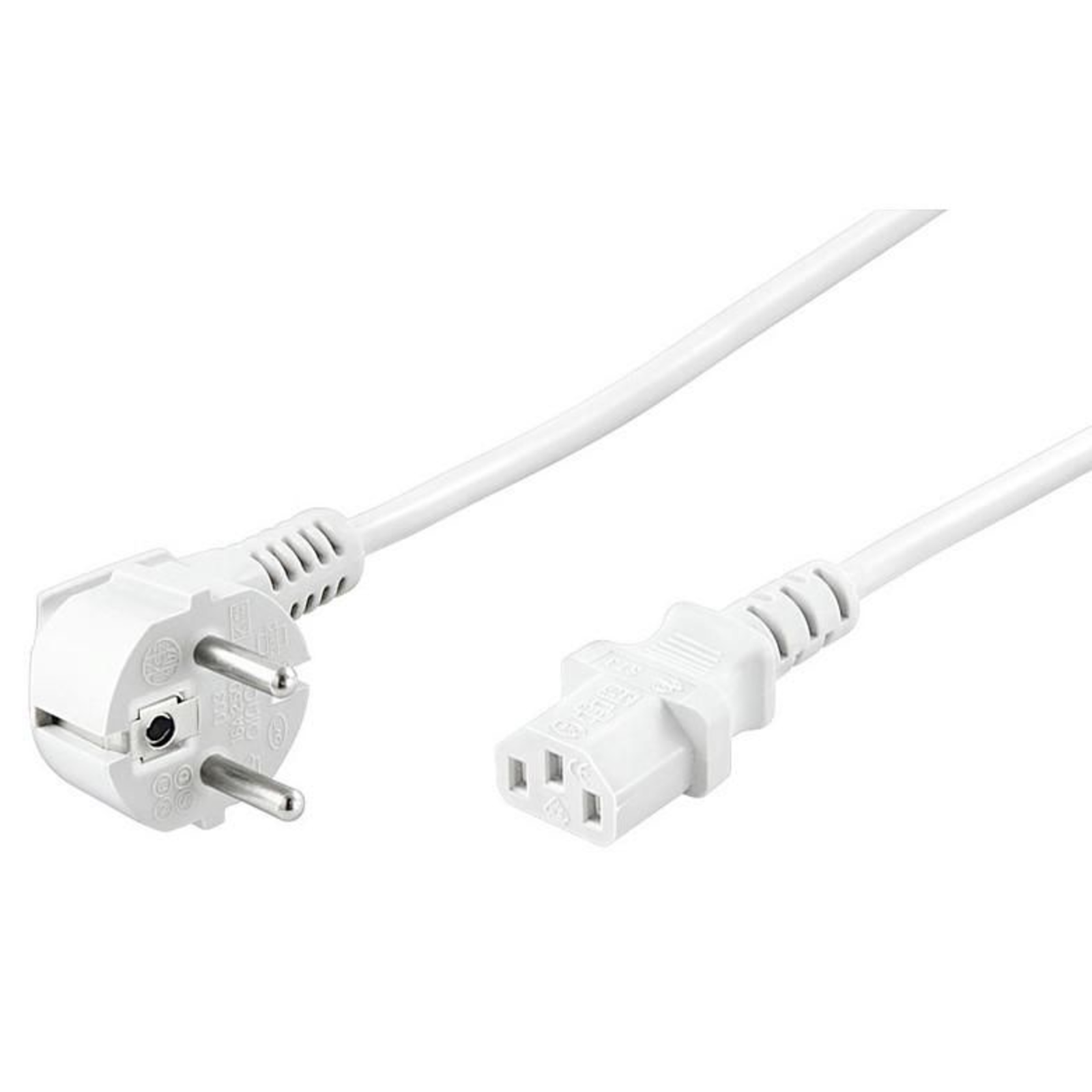 Micro Connect Power Cord 5m White IEC320Angled Connector Schuko