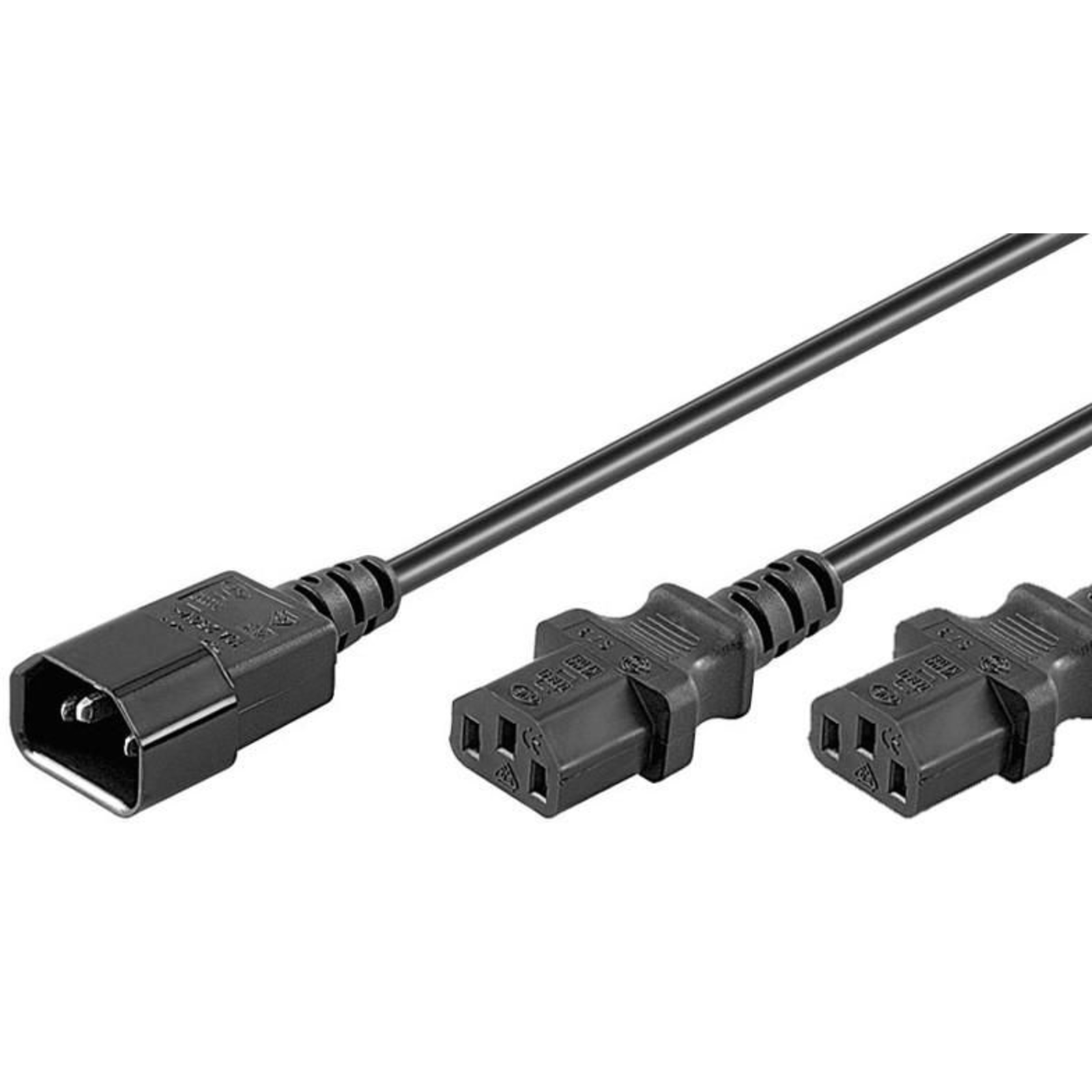 Micro Connect Power Cord C13x2 C14 1.8mY Extension Cable Black