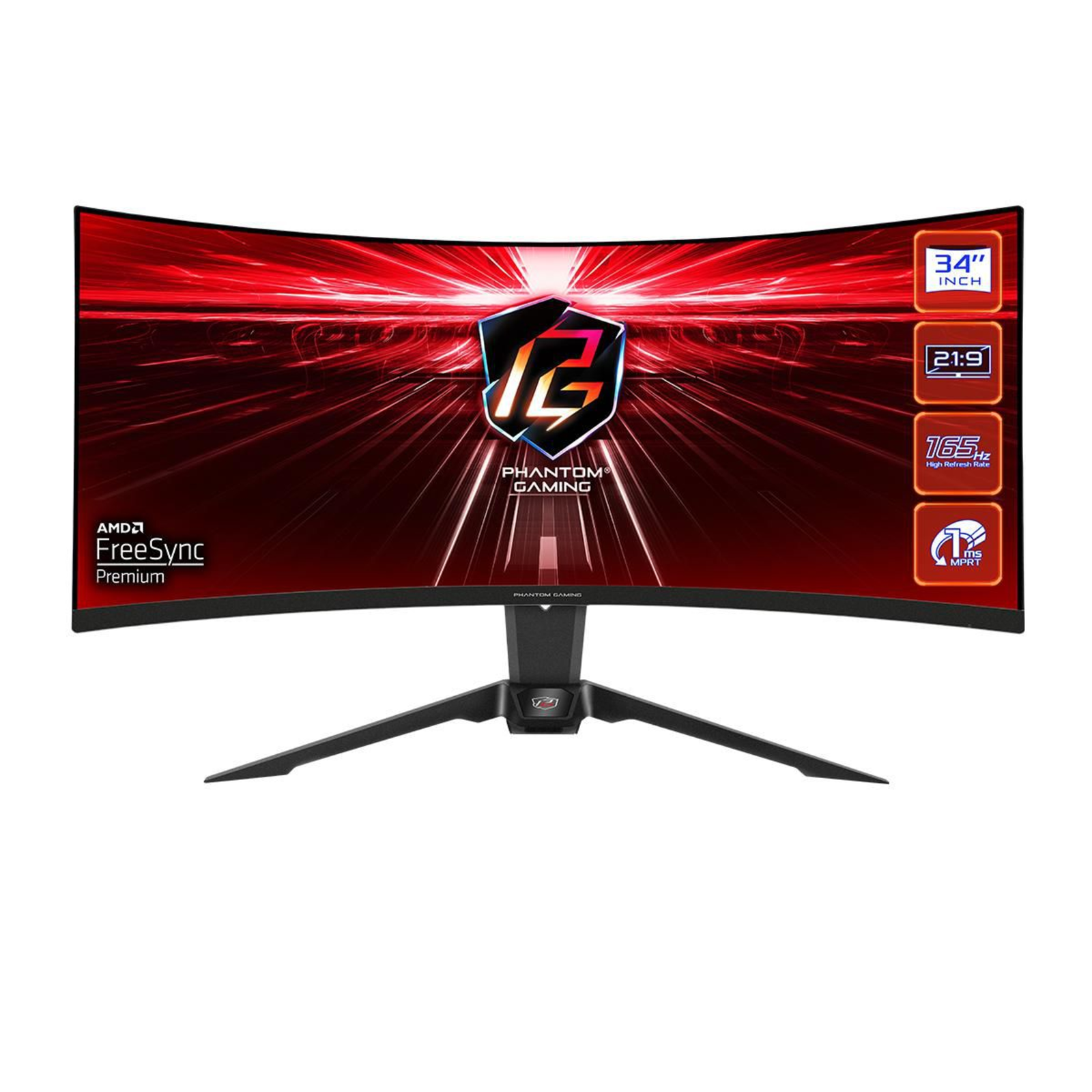 ASROCK PG34WQ15R2B 34P WQHD 165HZ 1MS INCURVE 1500R 2X HDMI 1X DP