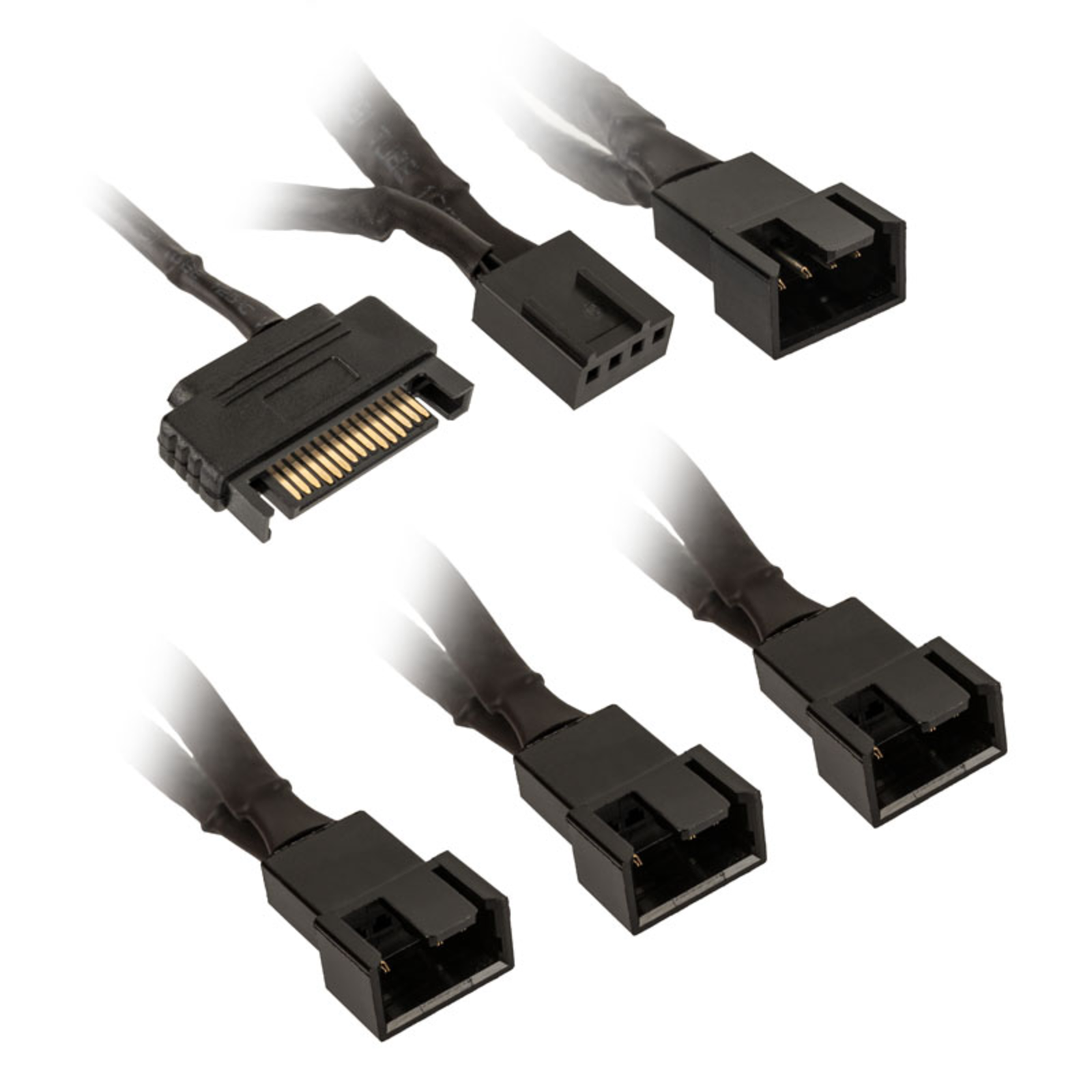 Kolink 1-4 PWM Fan Splitter Cable 35cm Braided Black