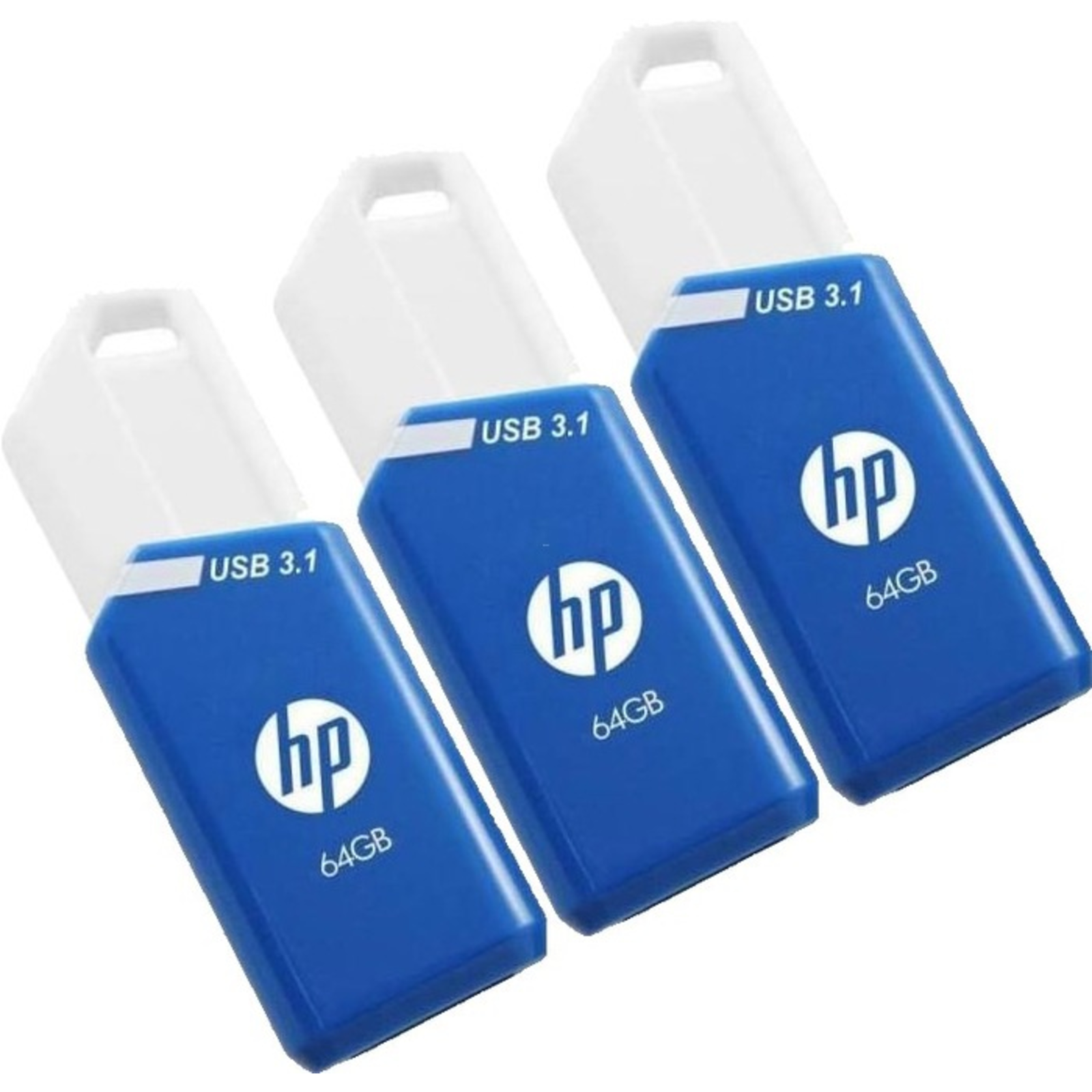 HP X755w Triple Pack 64 GB USB Type-A 3.2 Gen 1 3.1 Gen 1 75 MB/s Slide Blue White P-HPFD755W64X3-GE