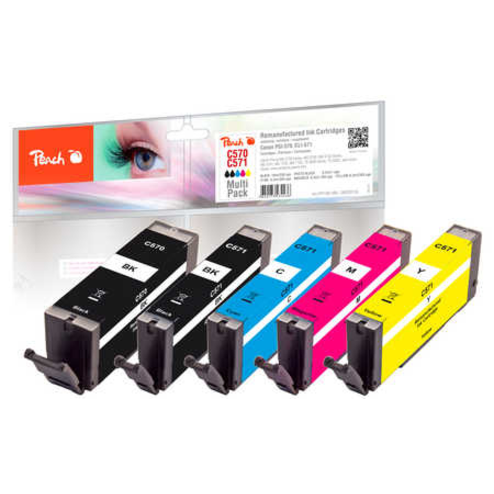 Peach Multi Pack 5-pack S Black Yellow cyan magenta Photo Compatible Remanufactured Ink Cartridge